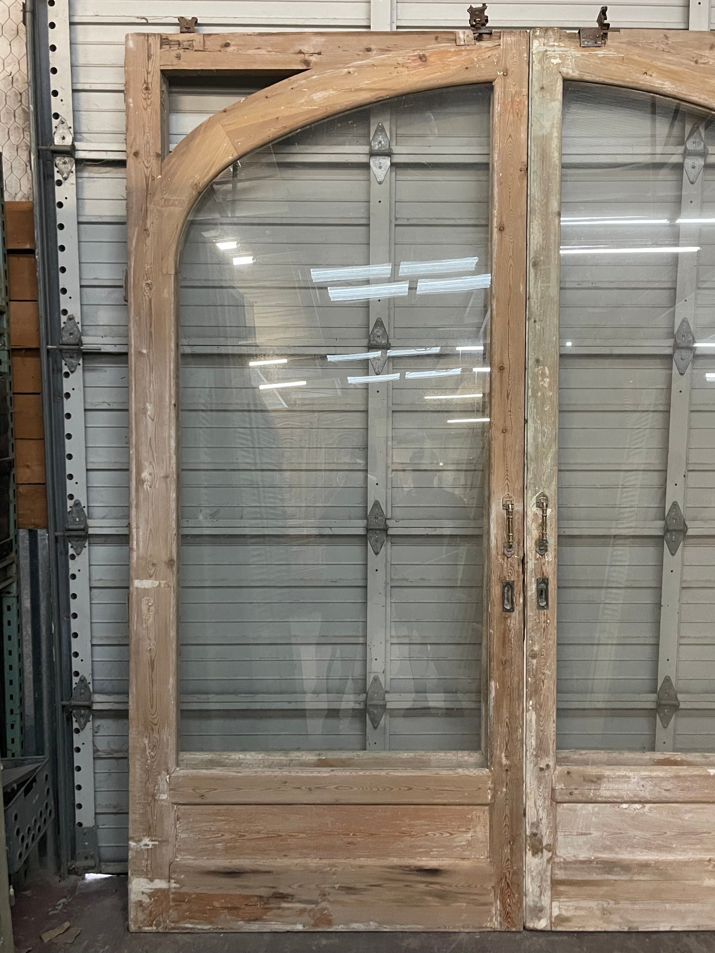 Antique French Panel Doors with glass (109.5x97.5) J923