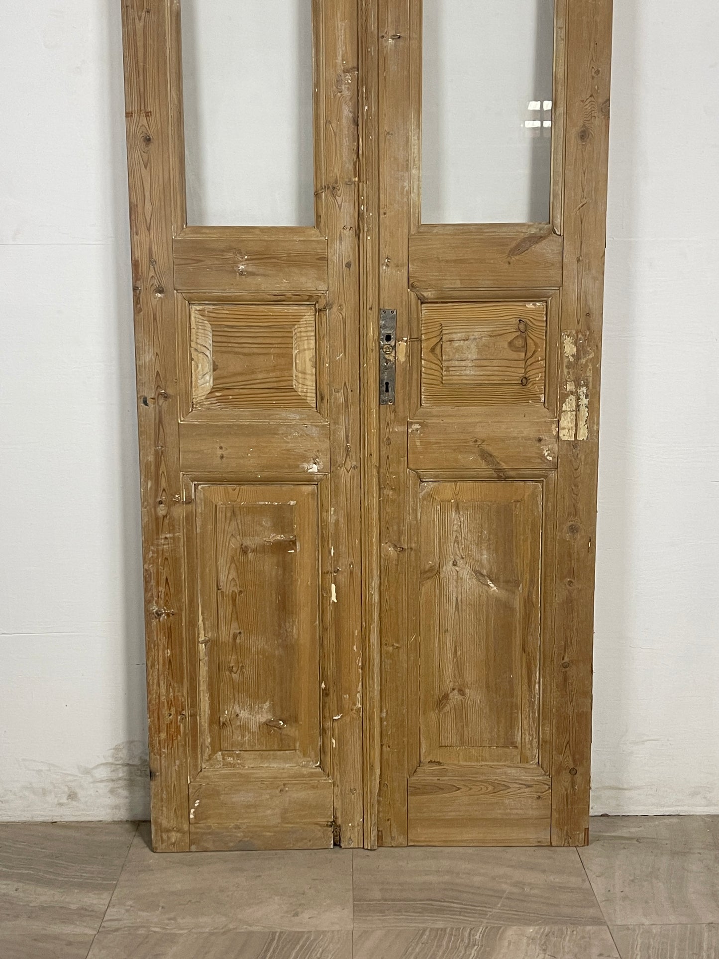 Antique French Panel Doors with glass (96.5 x 35.5) N154