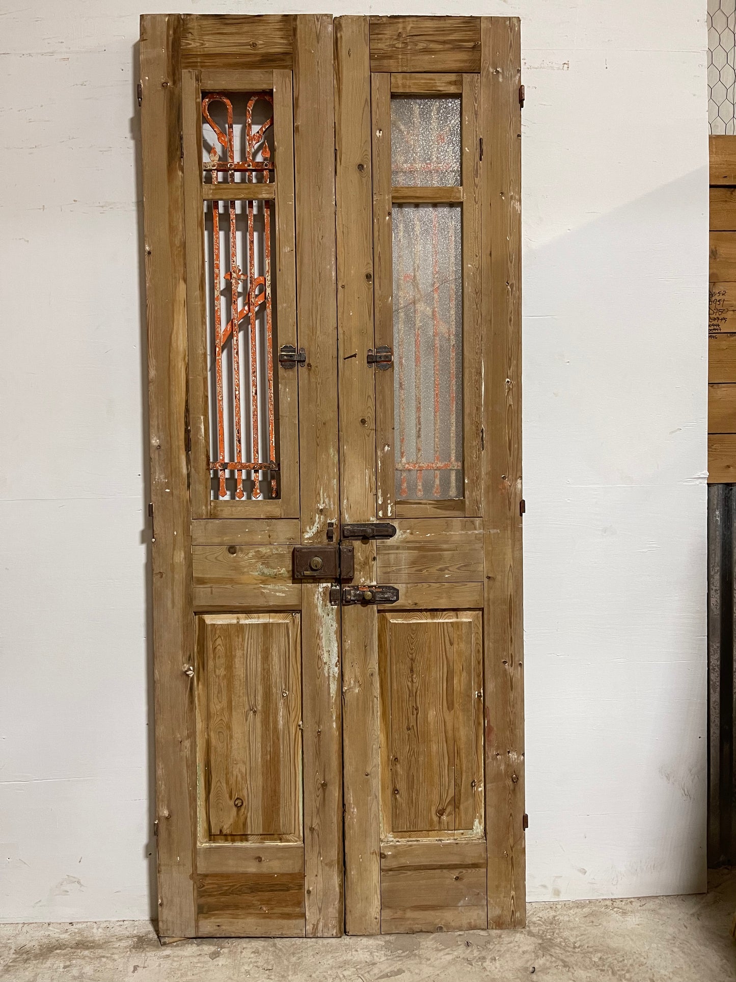 Antique French Panel Doors with Metal (97.5x39.75) J117