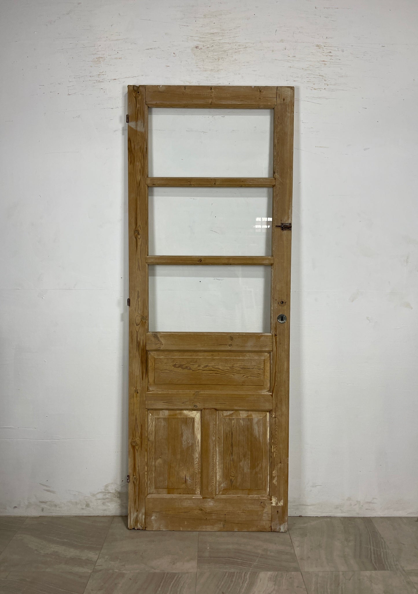 Antique French Panel Door with Glass (87.25 x 31.75) N162