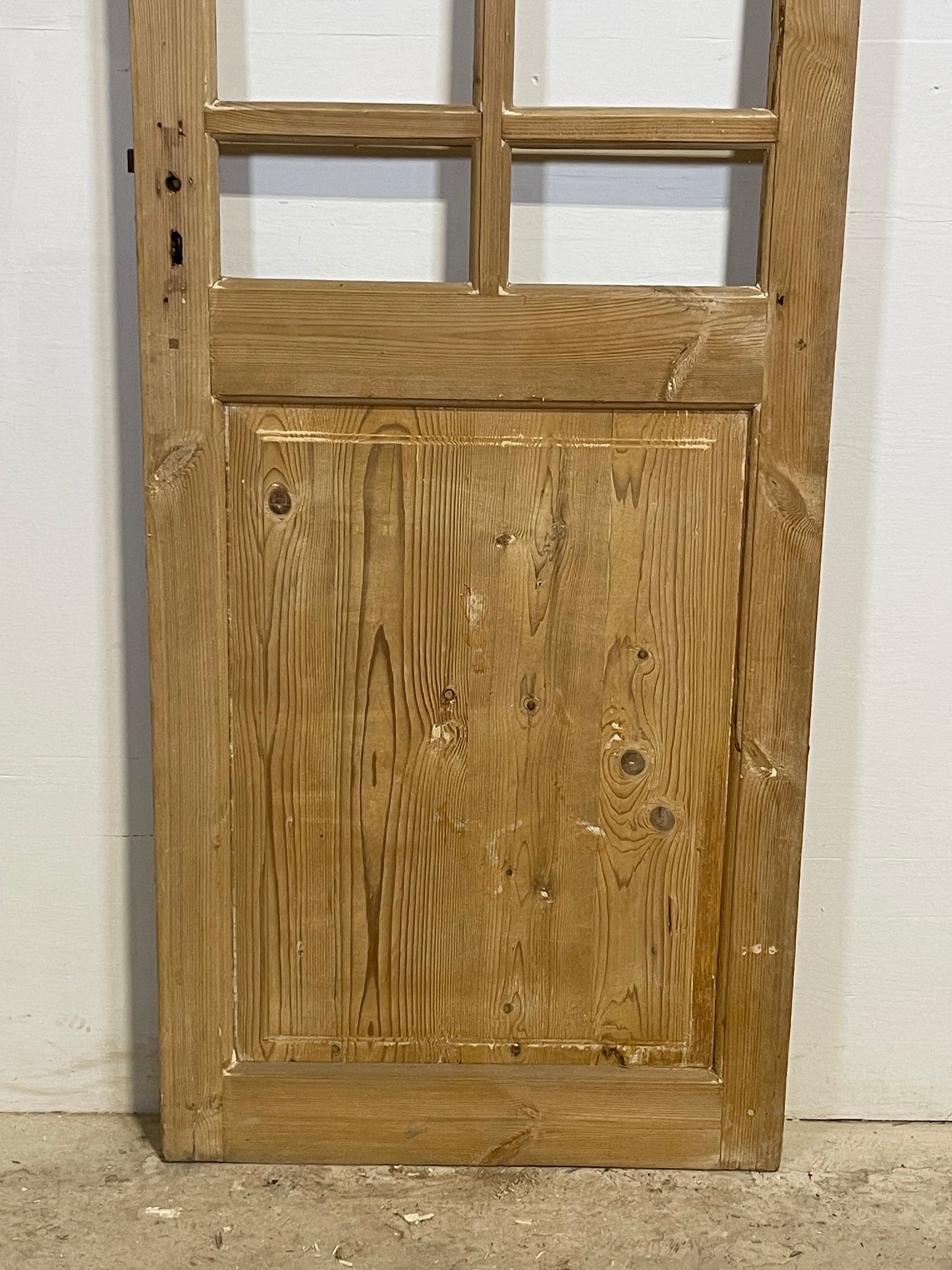 Antique French Panel Door with Glass (88x28) L341
