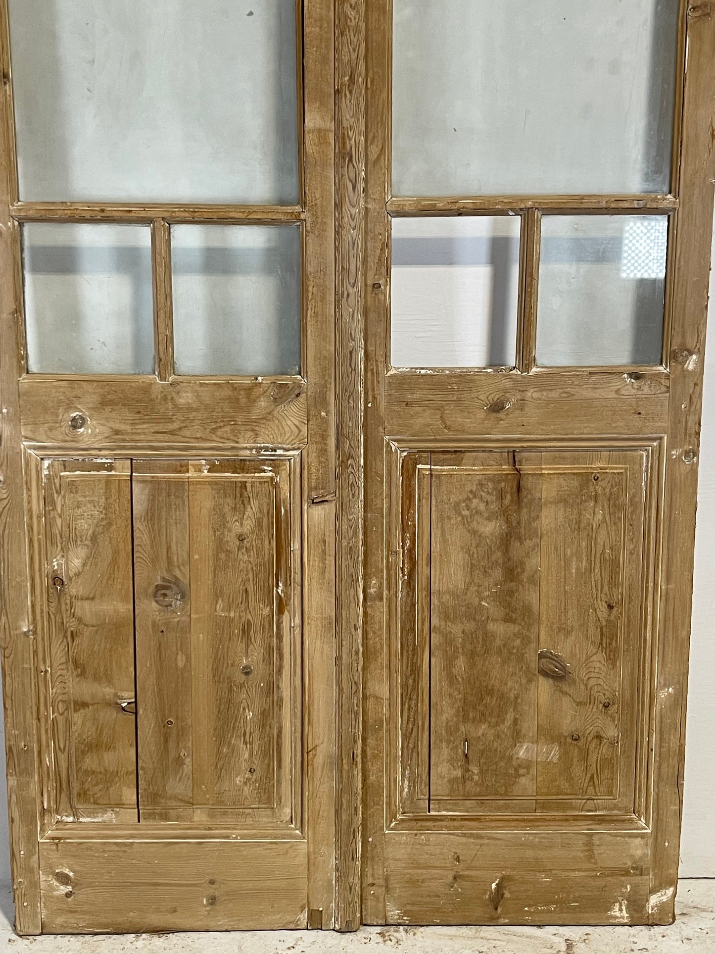 Antique French panel doors with glass (103x47.75) L203