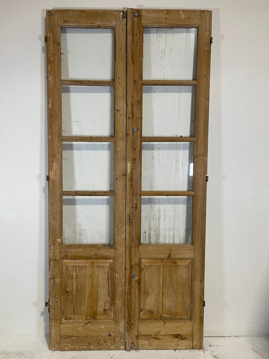 Antique French panel doors with glass (93x43.75) L197