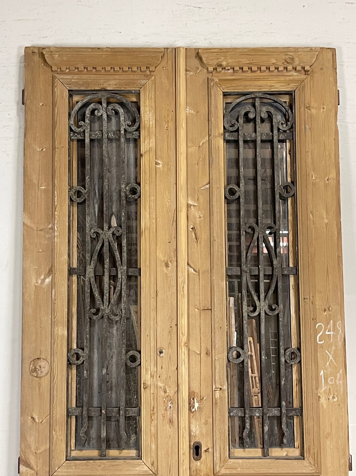 Antique French Panel Doors with Metal (97.5 x 40.5) M063