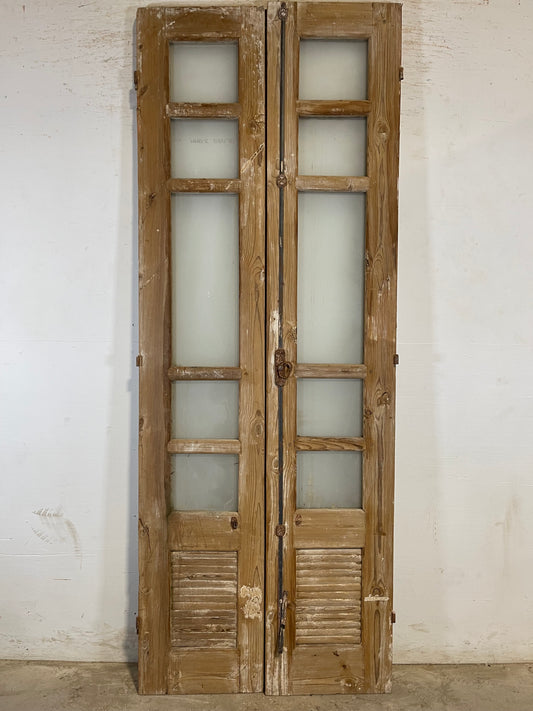 Antique French panel doors with glass (92.25x34.5) L185