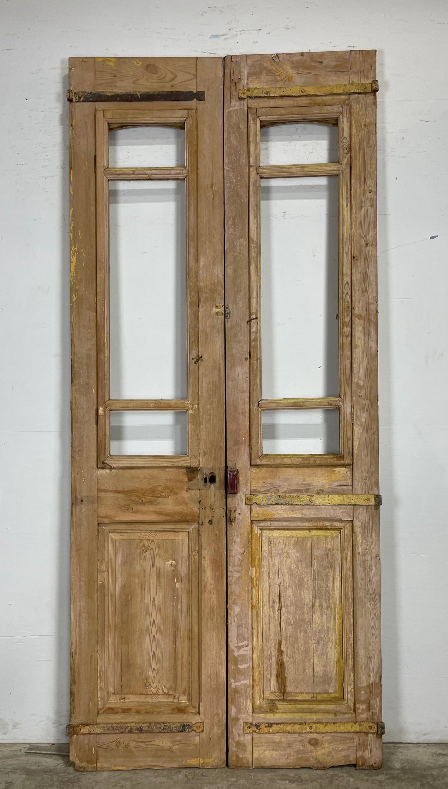 Antique French Panel Doors with Carving (102 x 44) M054 As Is Needs Glass