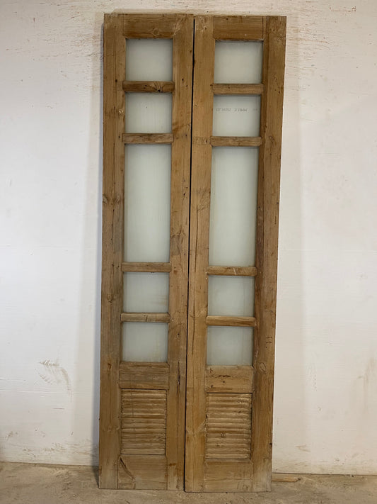 Antique French panel doors with glass (92.25x34.5) L183