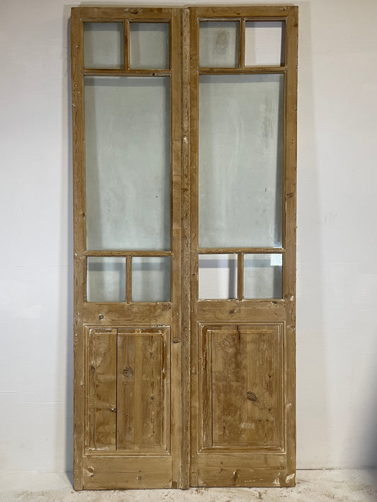Antique French panel doors with glass (103x47.75) L203