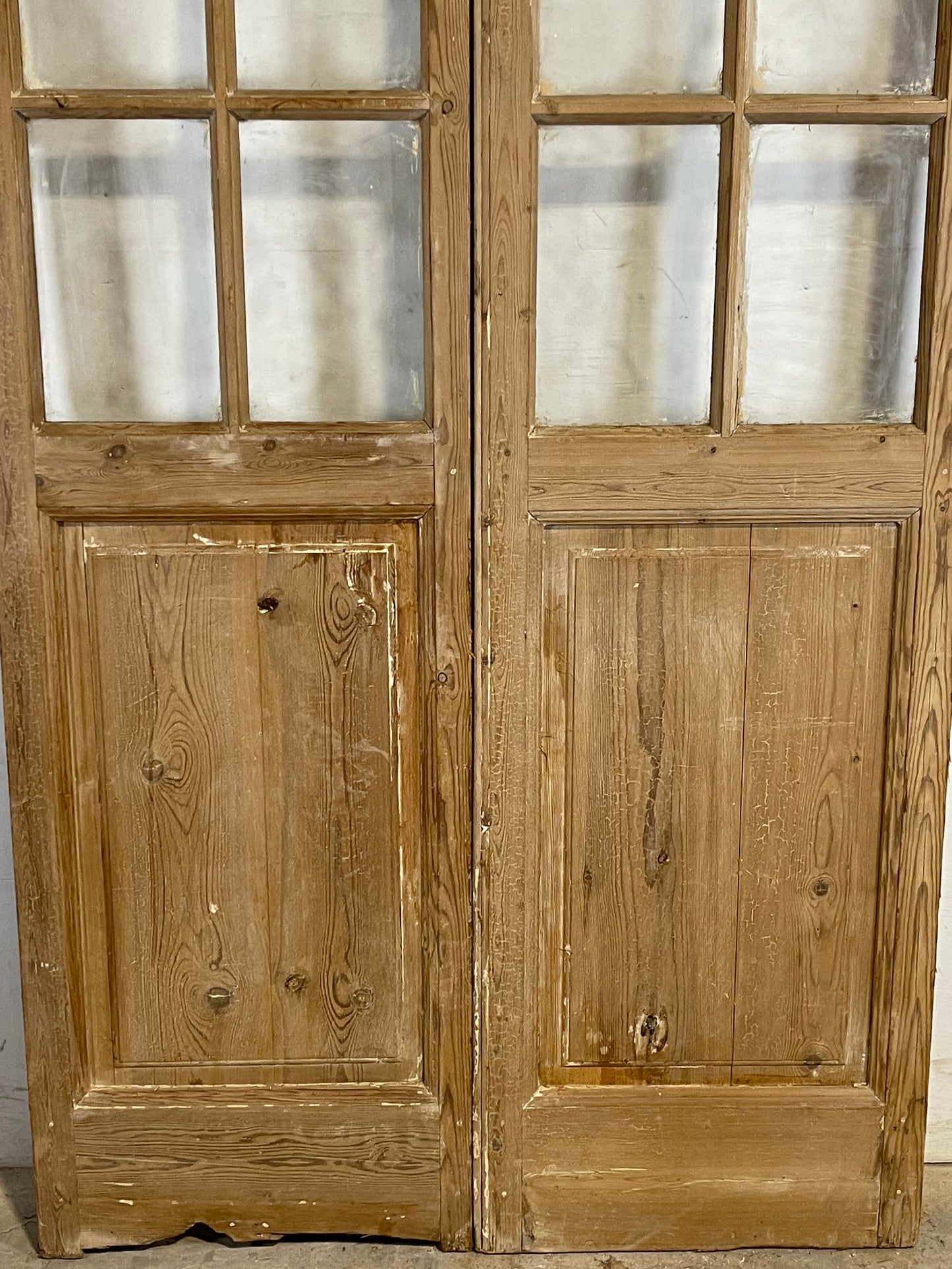 Antique French panel doors with glass (97.75x43.75) L160