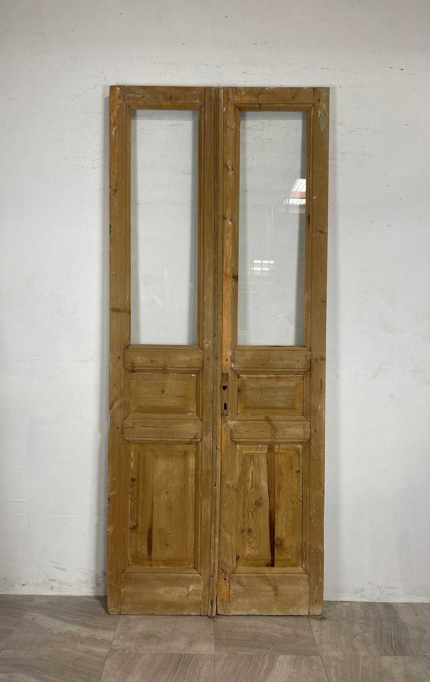 Antique French Panel Doors with Glass (101 x 42) N043
