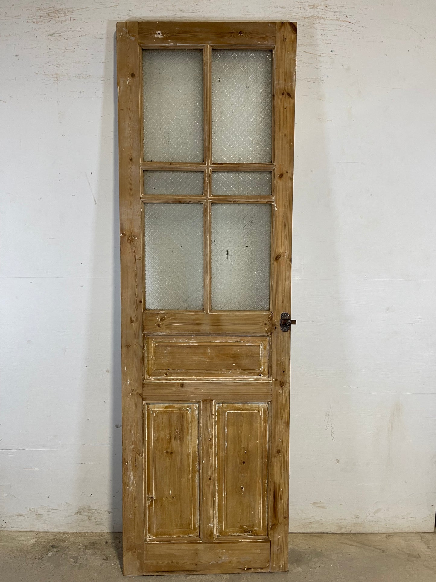 Copy of Antique French Panel Door with Glass  (87.5 x 27.25) L132