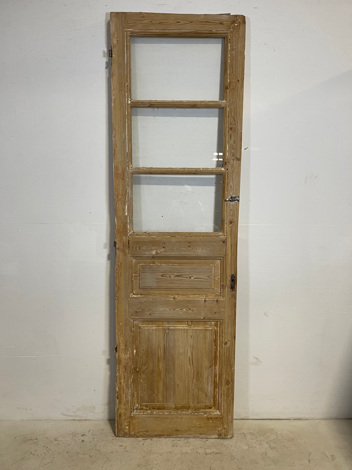Antique French Panel Door with Glass (90.5x26.75) L252