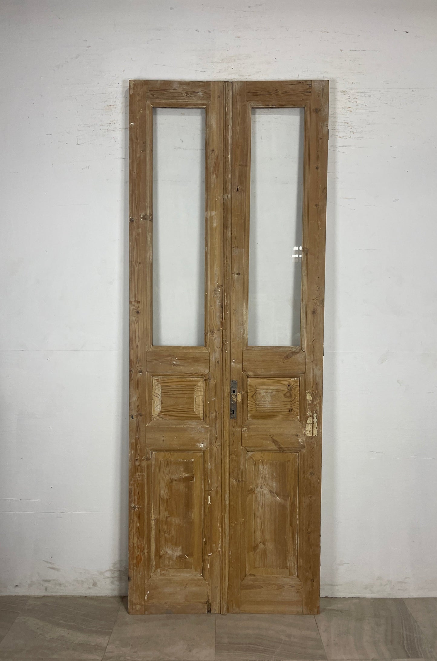 Antique French Panel Doors with glass (96.5 x 35.5) N154