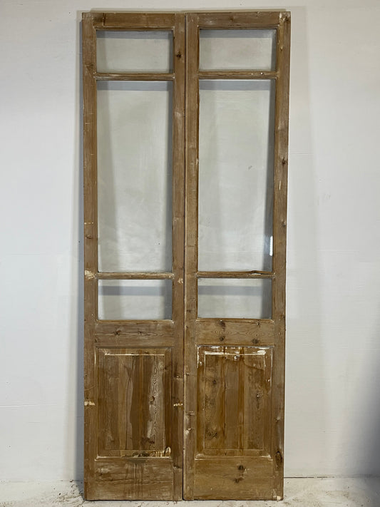 Antique French panel doors with glass (93x38.75) L201