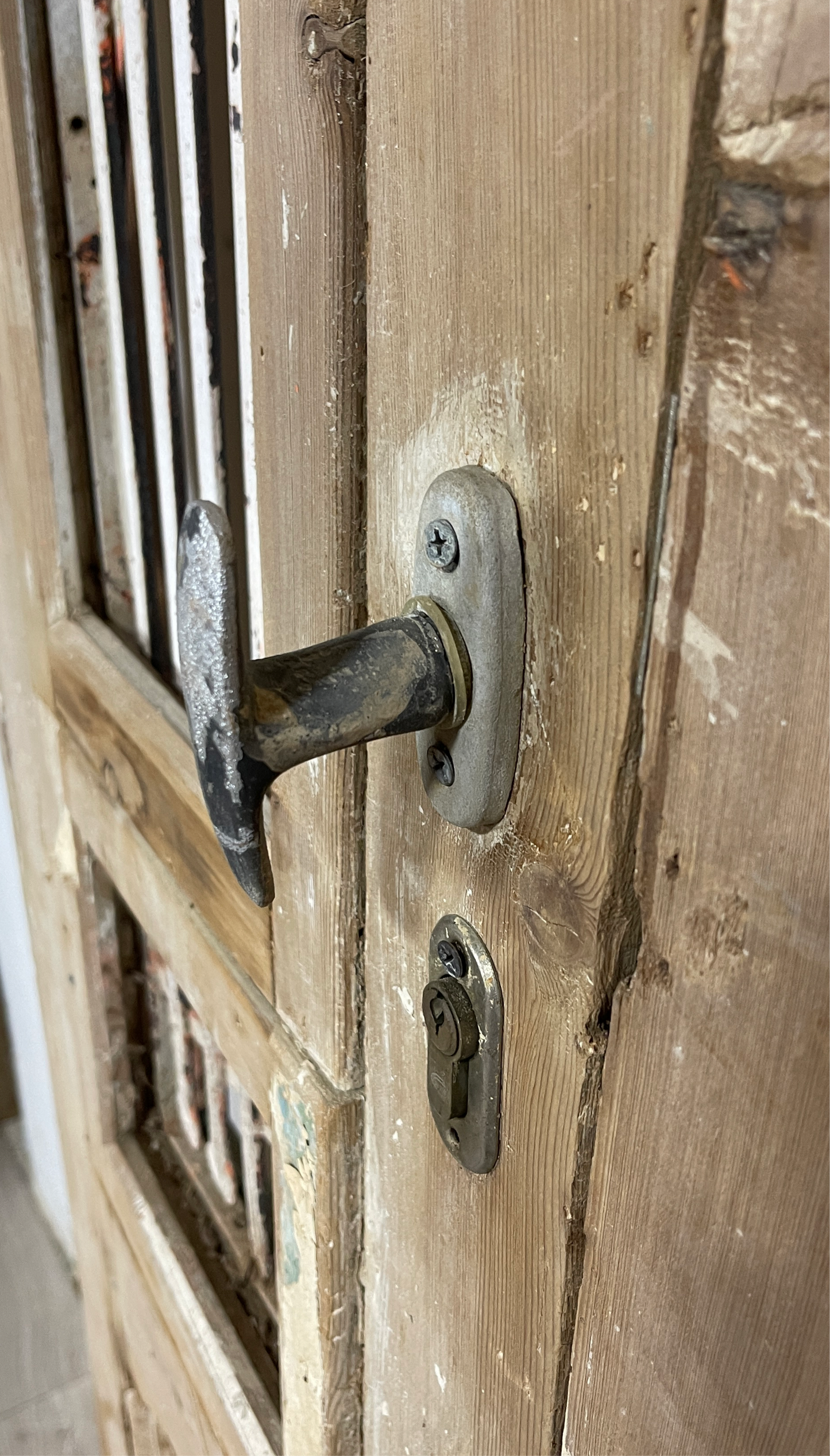 Antique French Panel Doors with Metal (93.25 x 38.5) N222