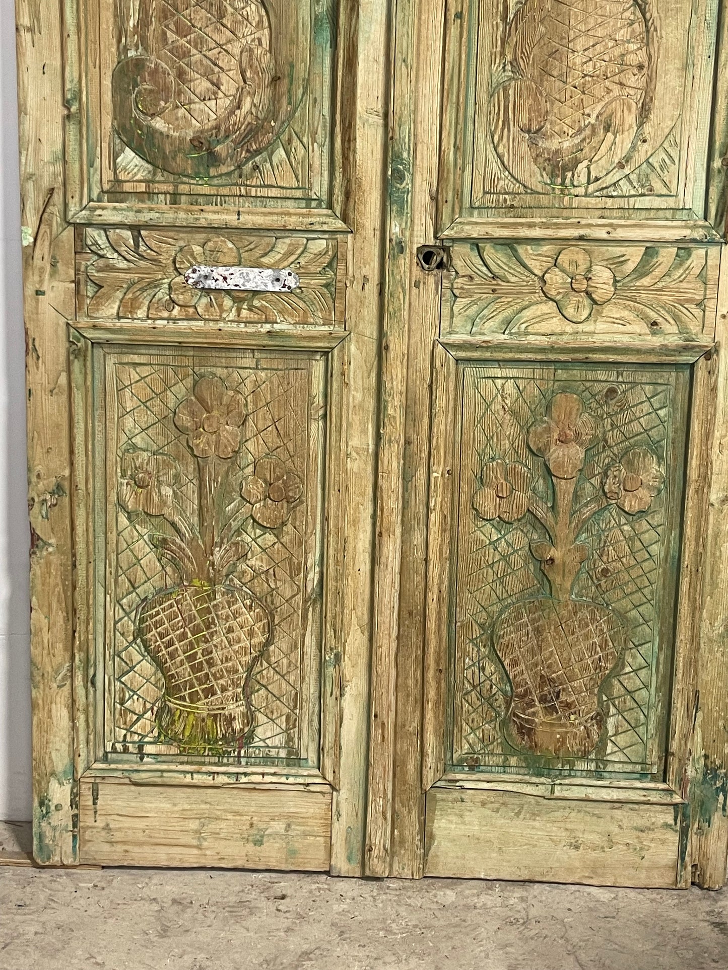 Antique French Panel Doors with Carving (94 x 53.25) M035