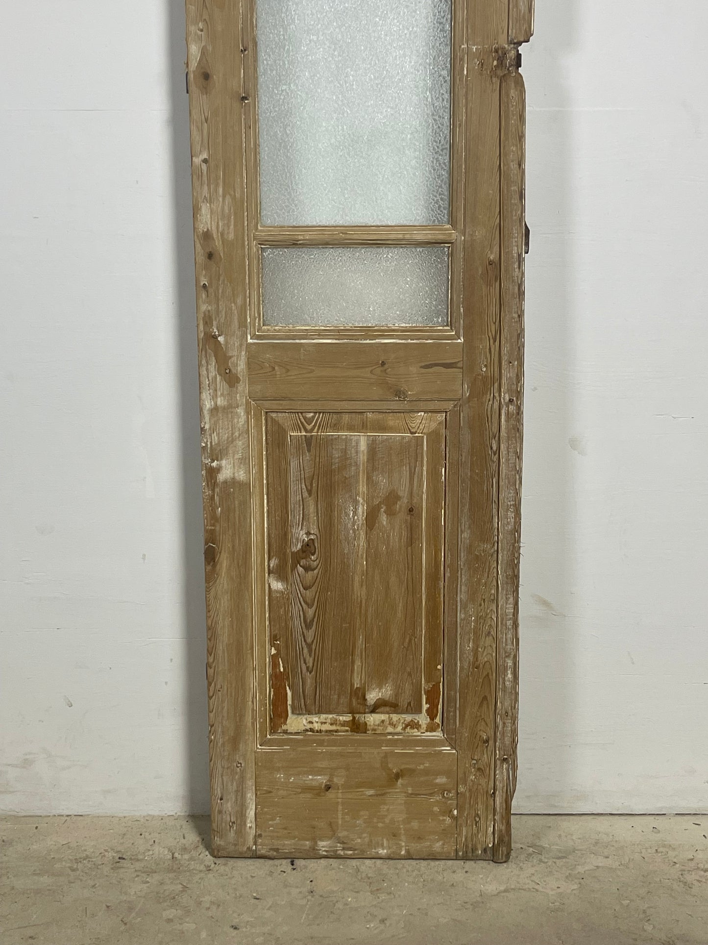 Antique French panel door with glass (94.25x19.75) L375