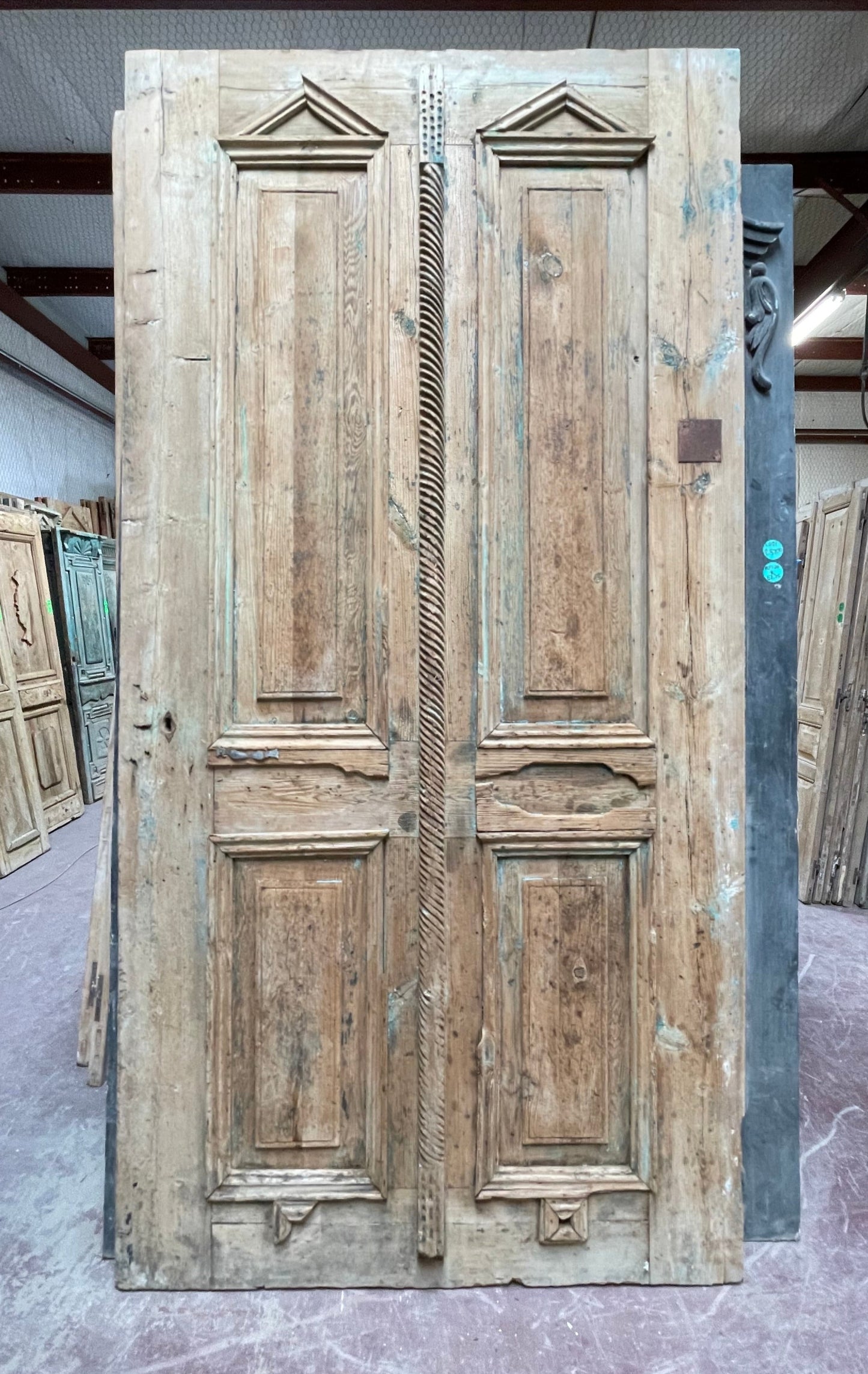 Antique French Panel Door with Carving (114 x 57.75) M055