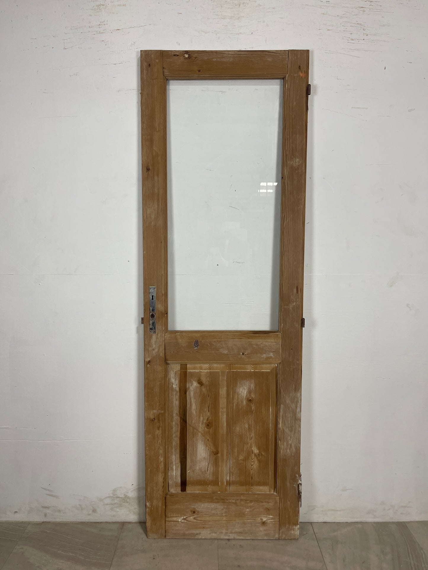 Antique French Panel Door with Glass (85.5 x 28) N200