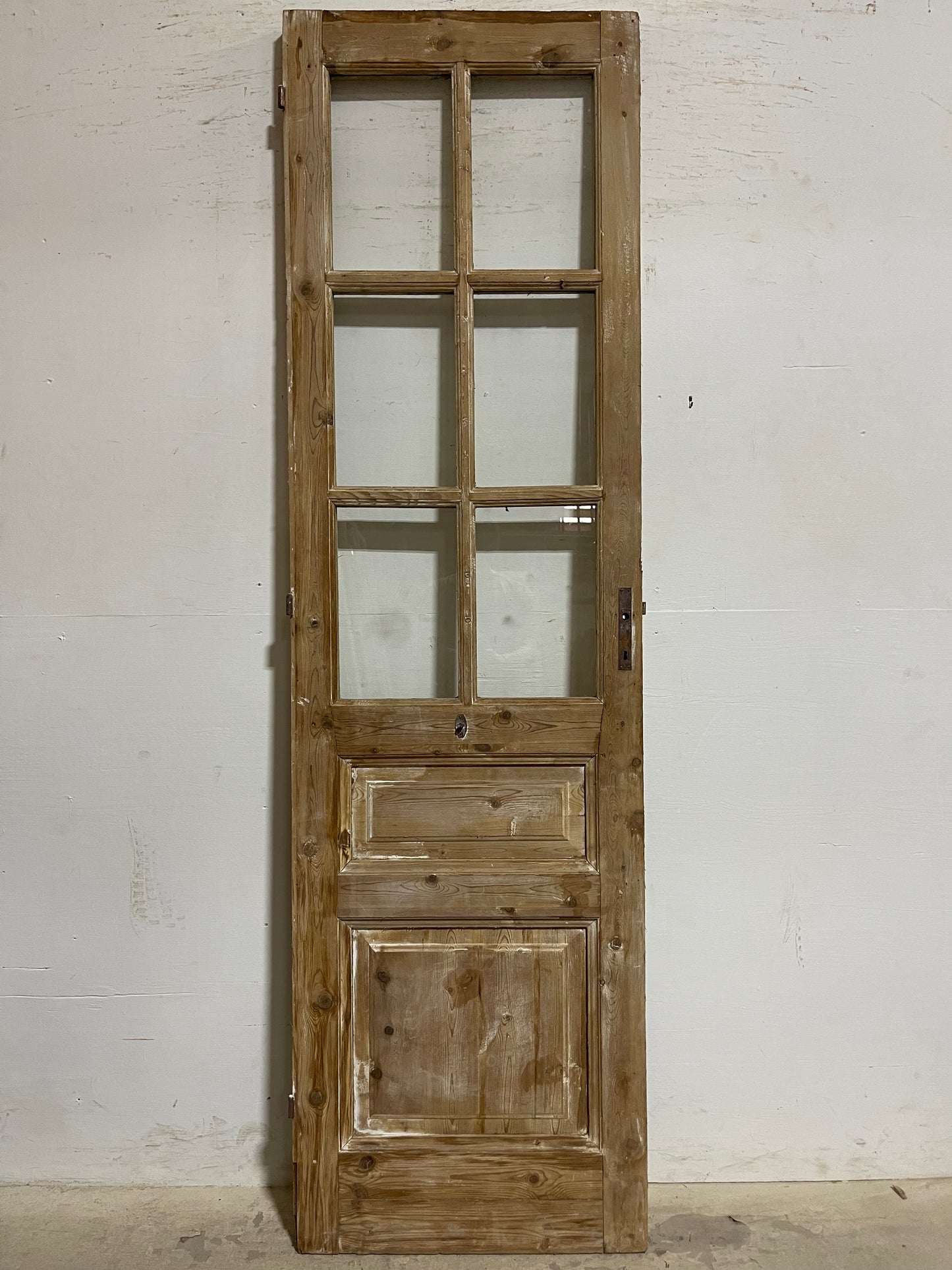 Antique French Panel Door with Glass (93x26.5) K321