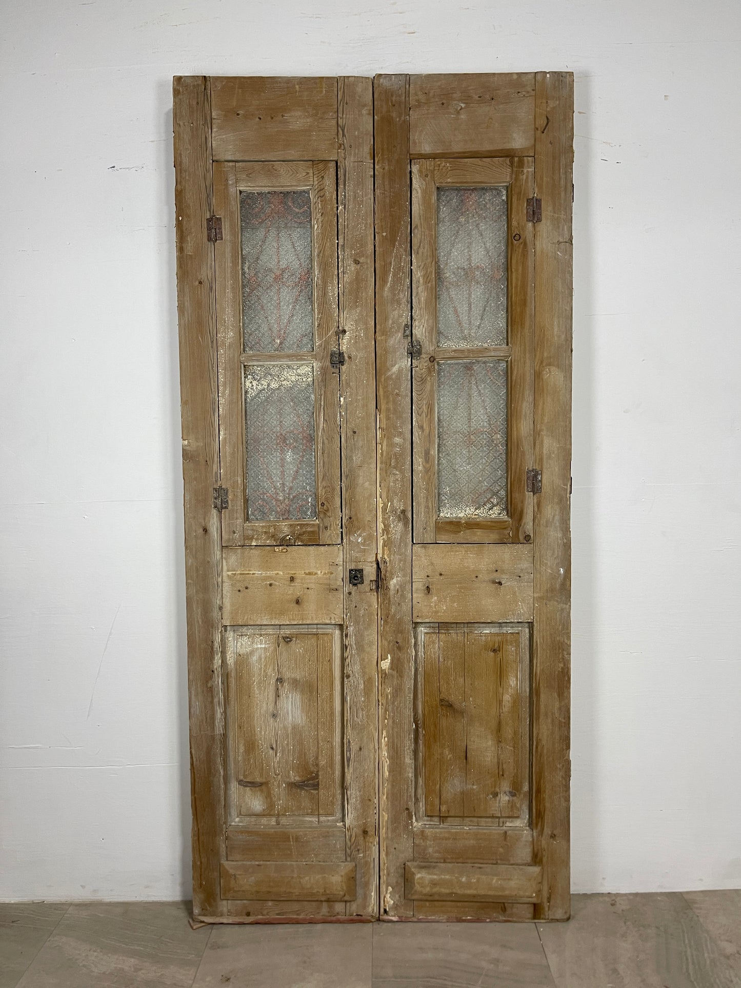 Antique French panel doors with Metal (92.25 x 41.75) O28