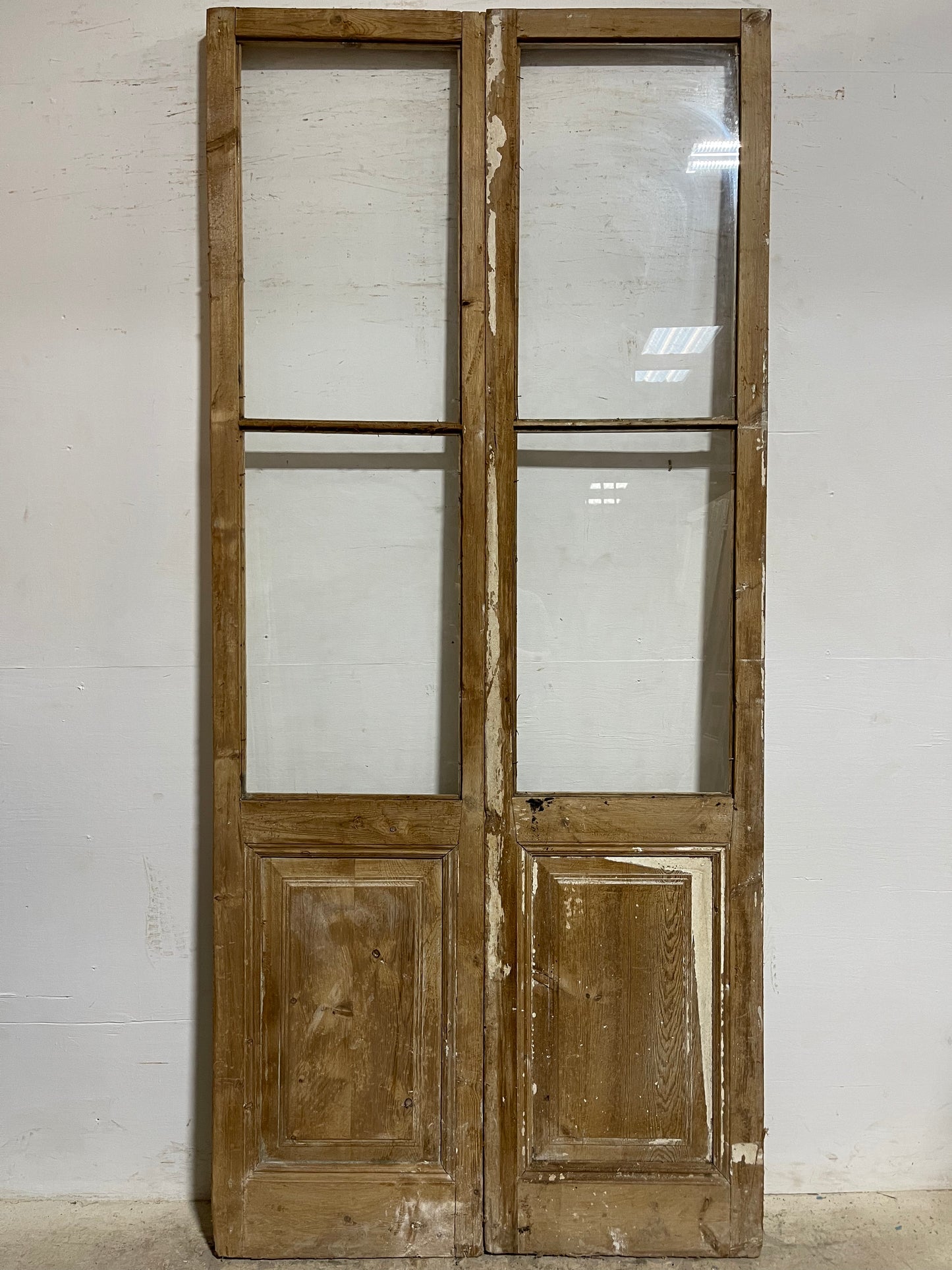 Antique French Panel Doors with glass (100.25x44.5) K306