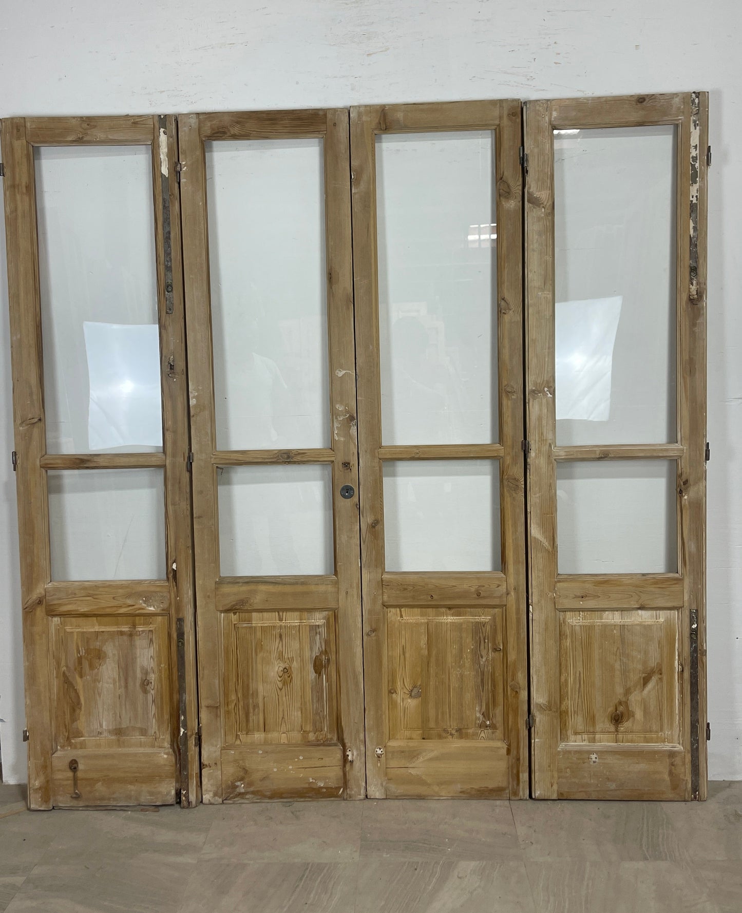 Antique French panel doors with Glass (84.5 X 82.5) O110