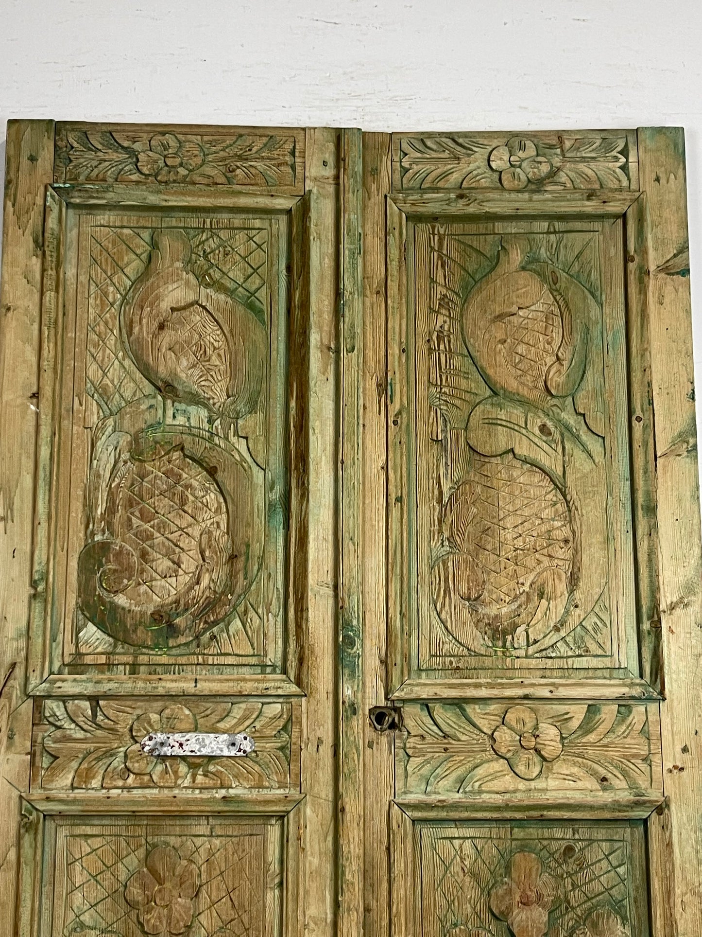 Antique French Panel Doors with Carving (94 x 53.25) M035