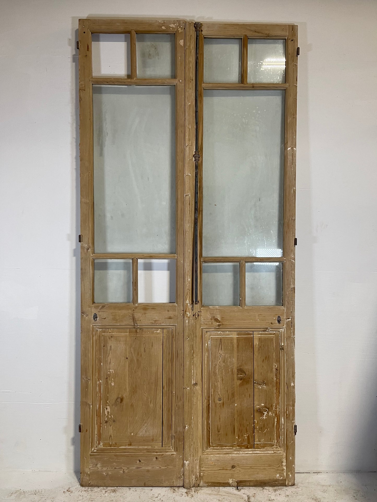 Antique French panel doors with glass (103x47.75) L203