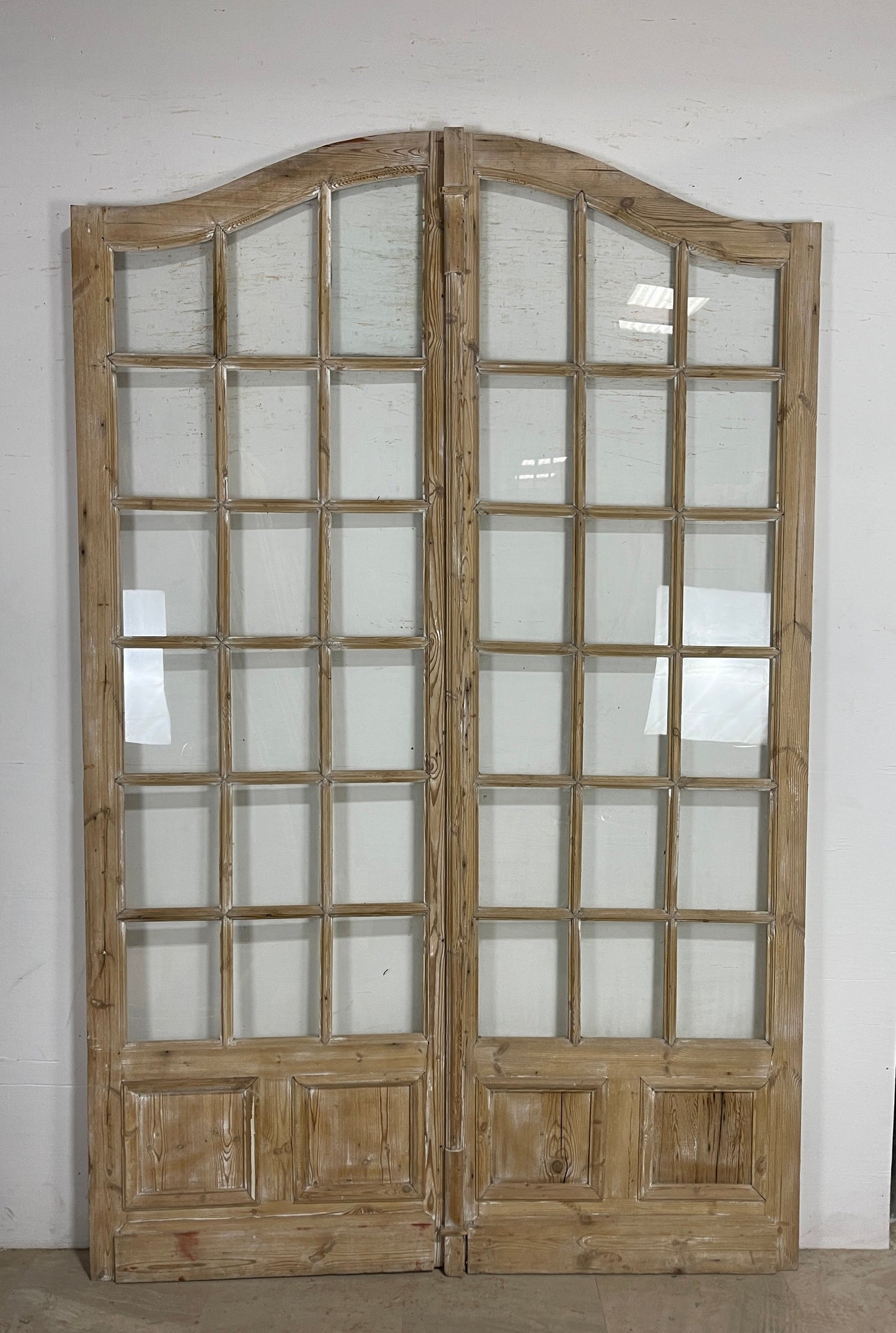 Antique French panel arched doors with Glass ( 104x 67) P42