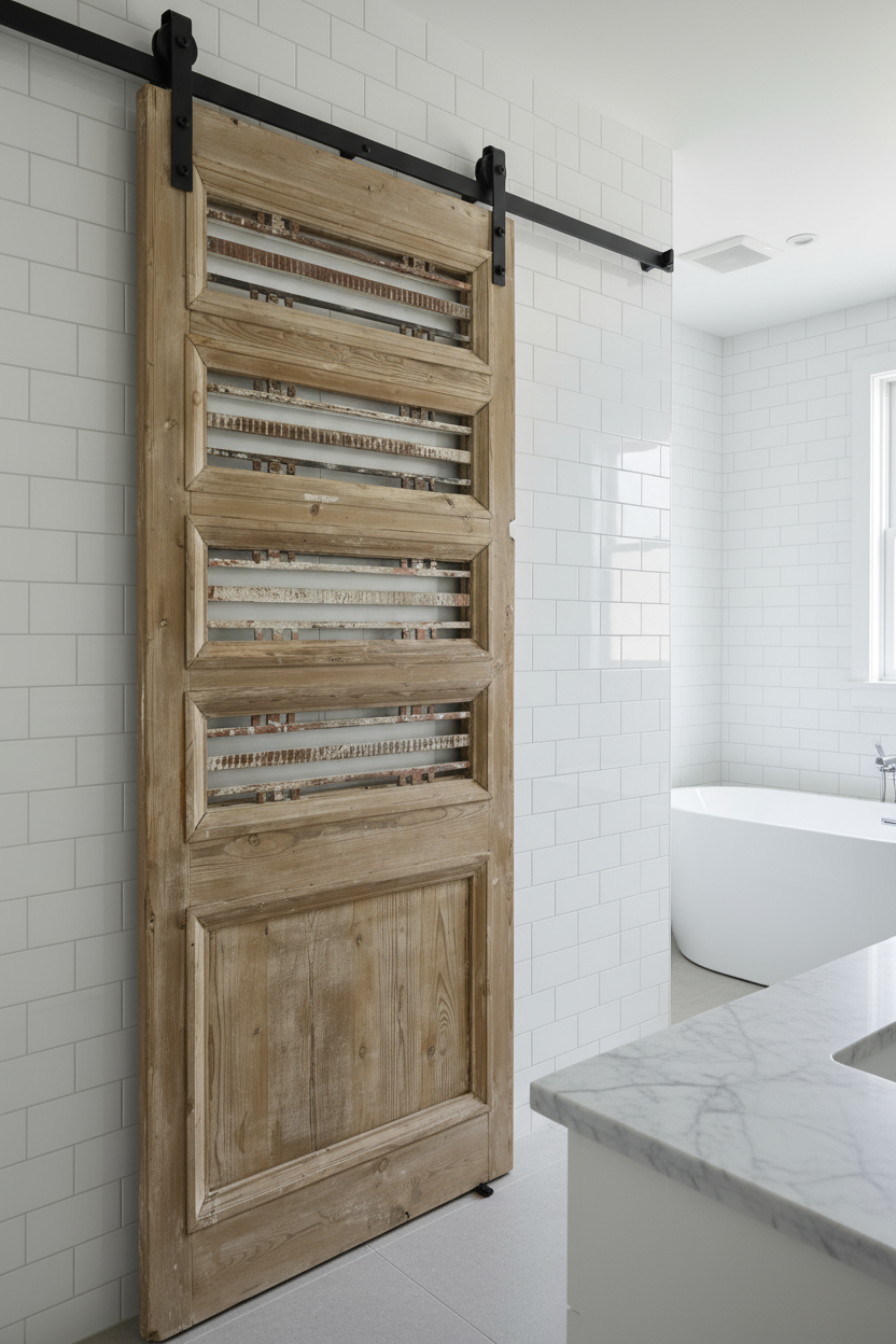 Antique French panel doors with Metal (80x33.5) P82