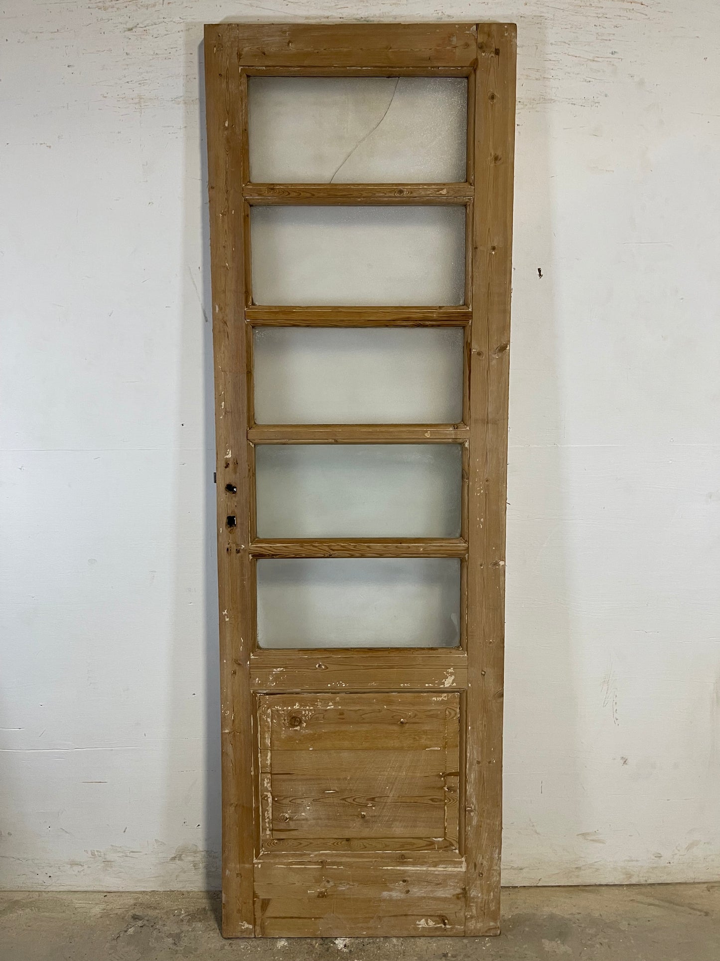 Antique French Panel Door with Glass (85.75x27.5) L128