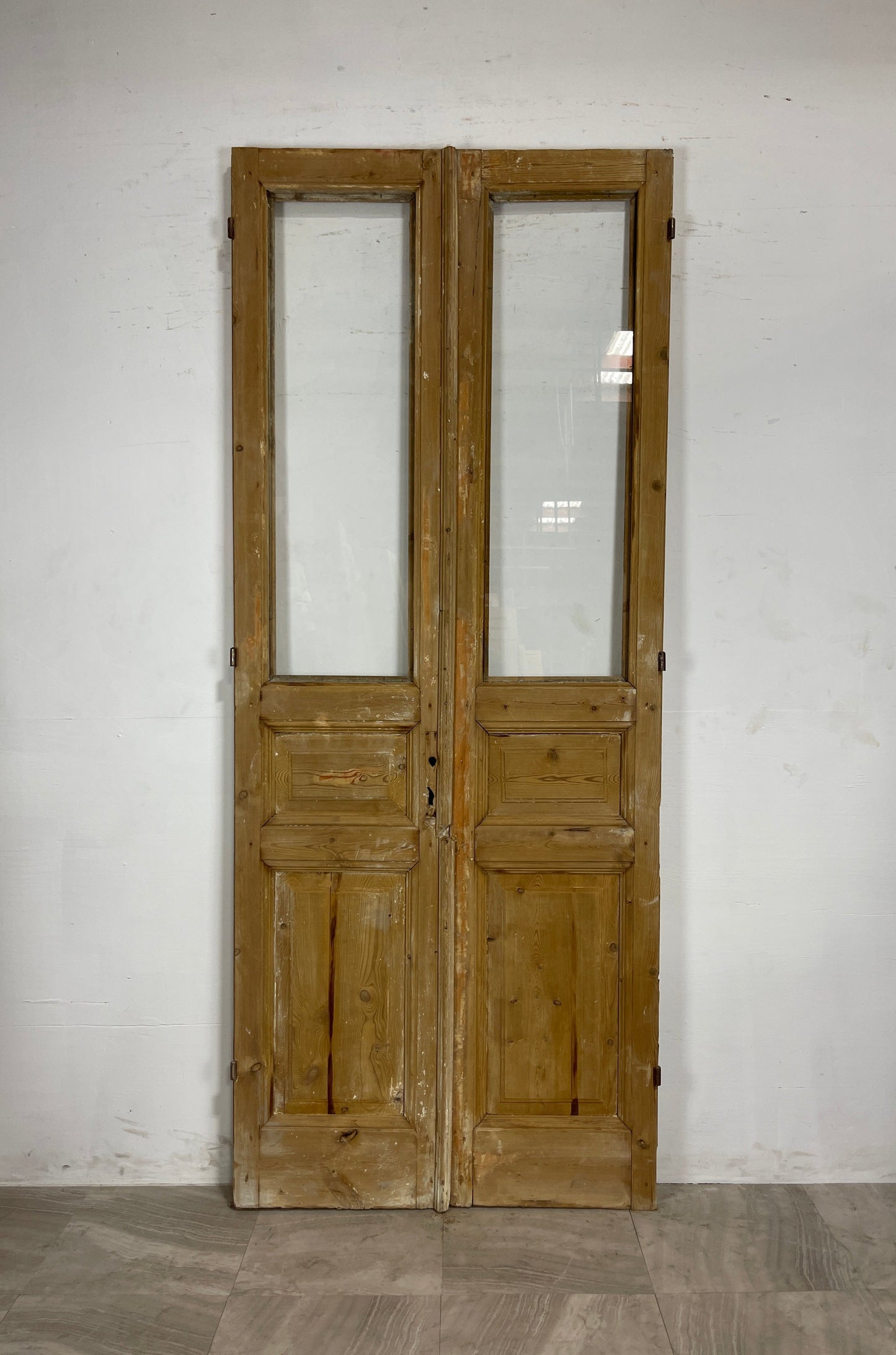 Antique French Panel Doors with Glass (101 x 42) N043