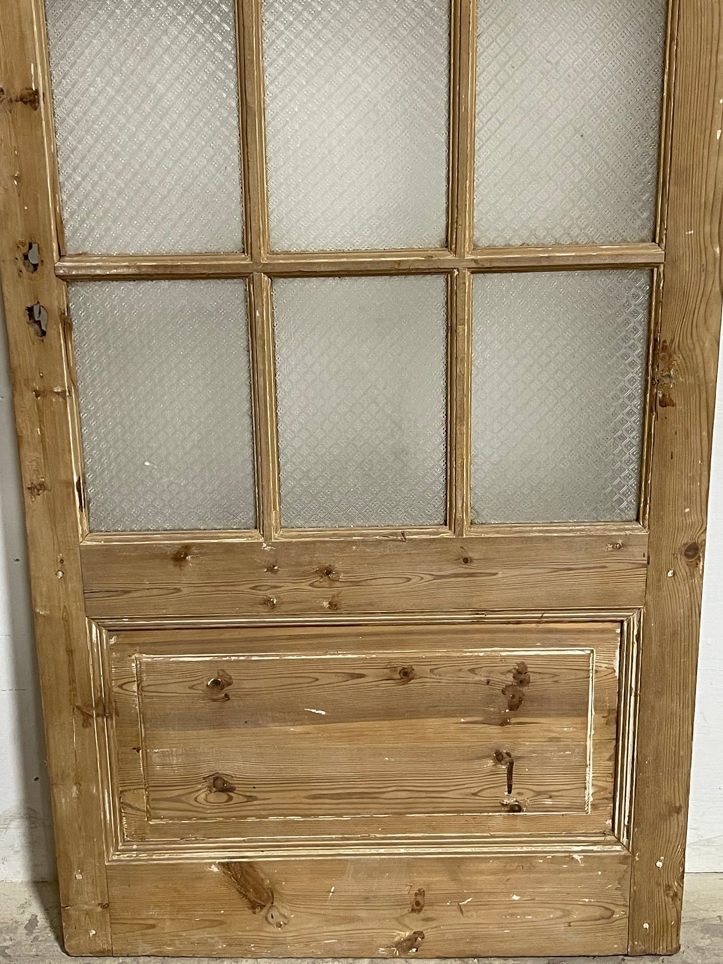 Antique French Panel Door with Glass (88x36) K326 single