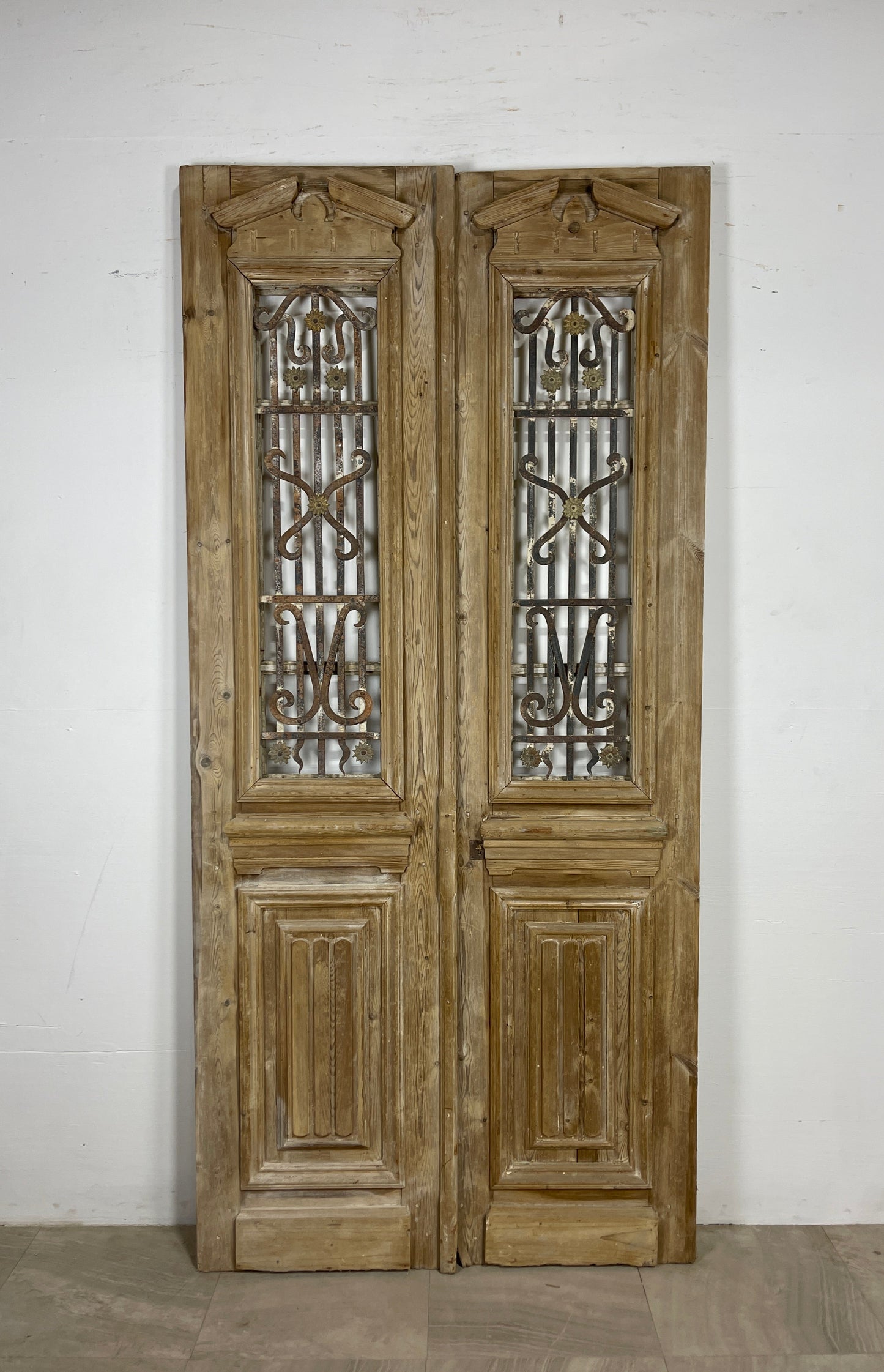 Antique French panel doors with Metal ( 92.75 x 43.25) O31