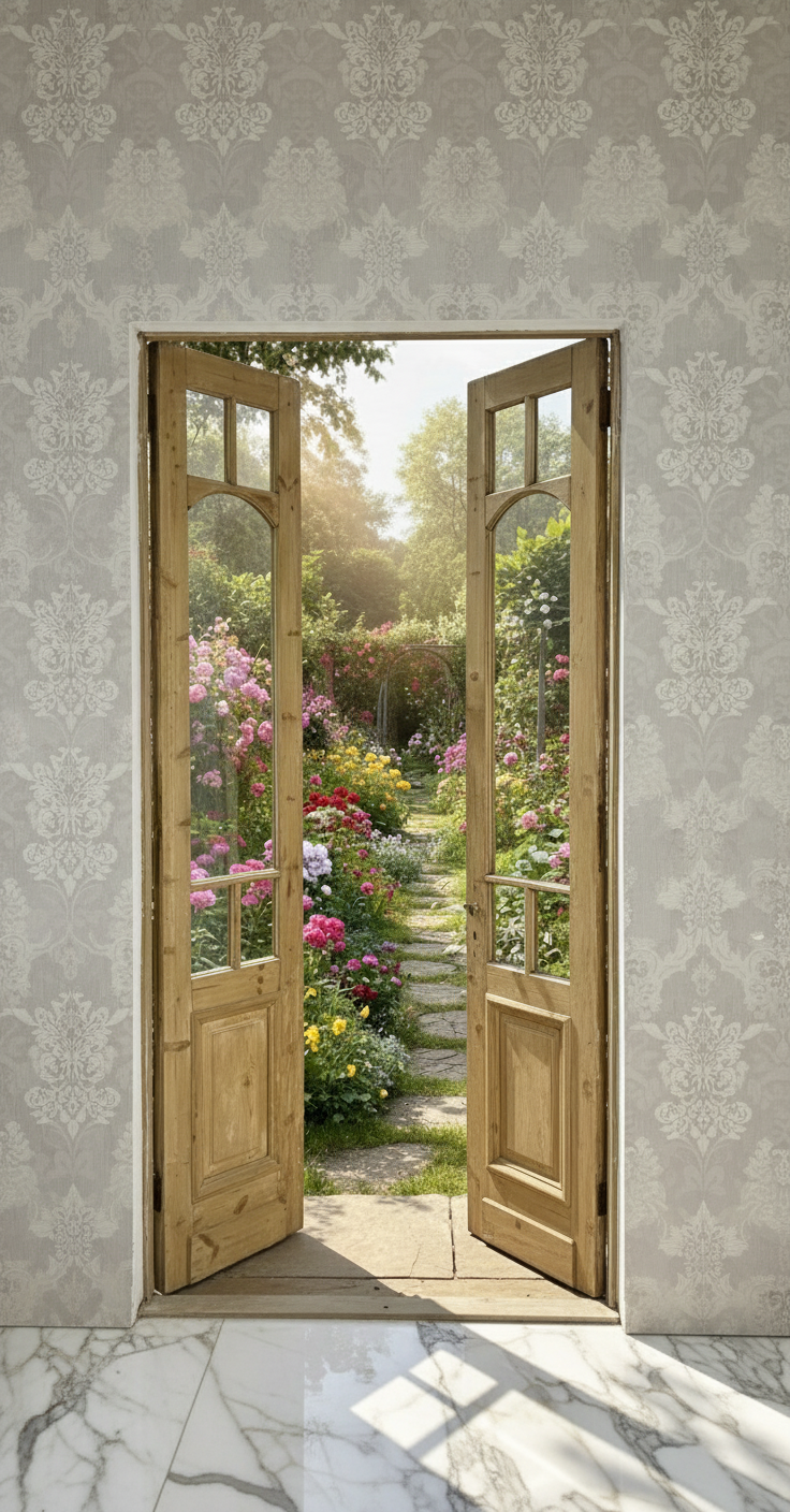 Antique French panel doors with Glass (105x44) P142