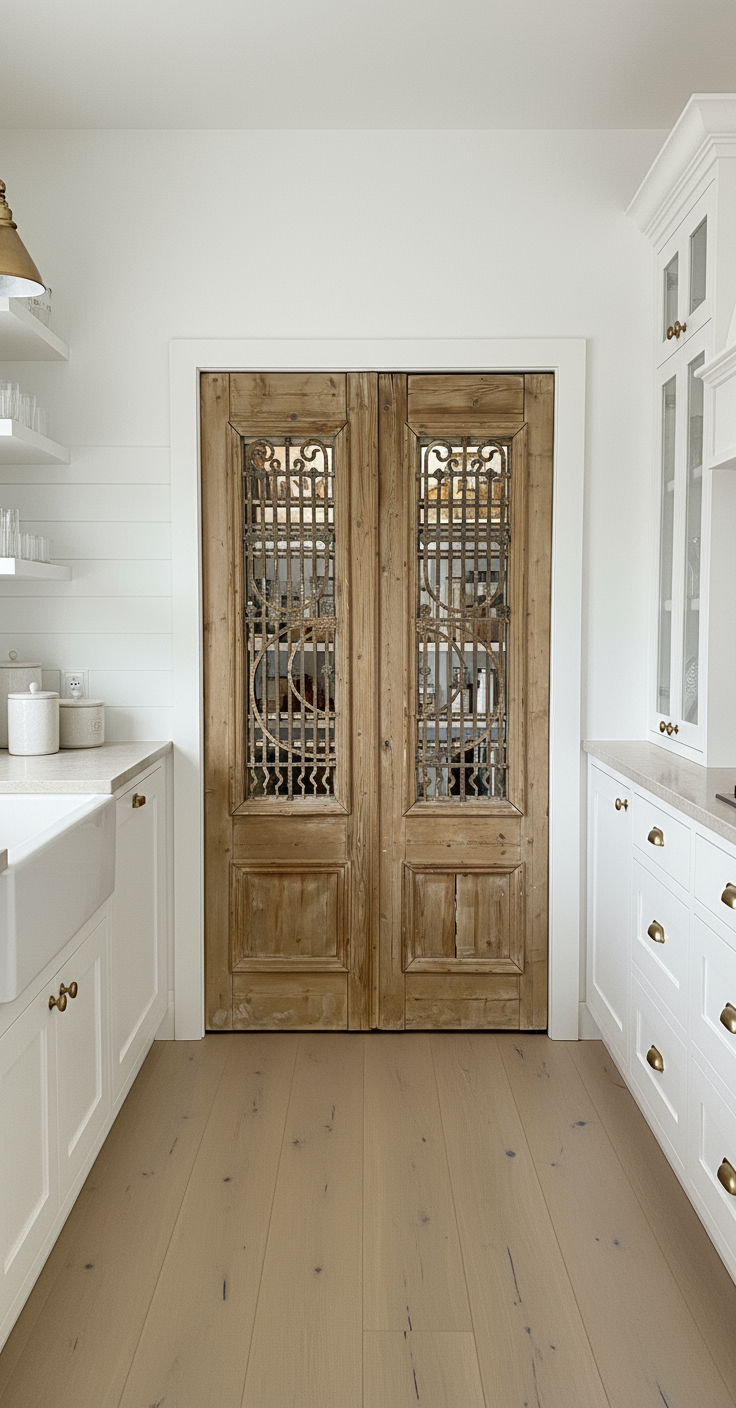 Antique French panel doors with Metal (92x51) P110