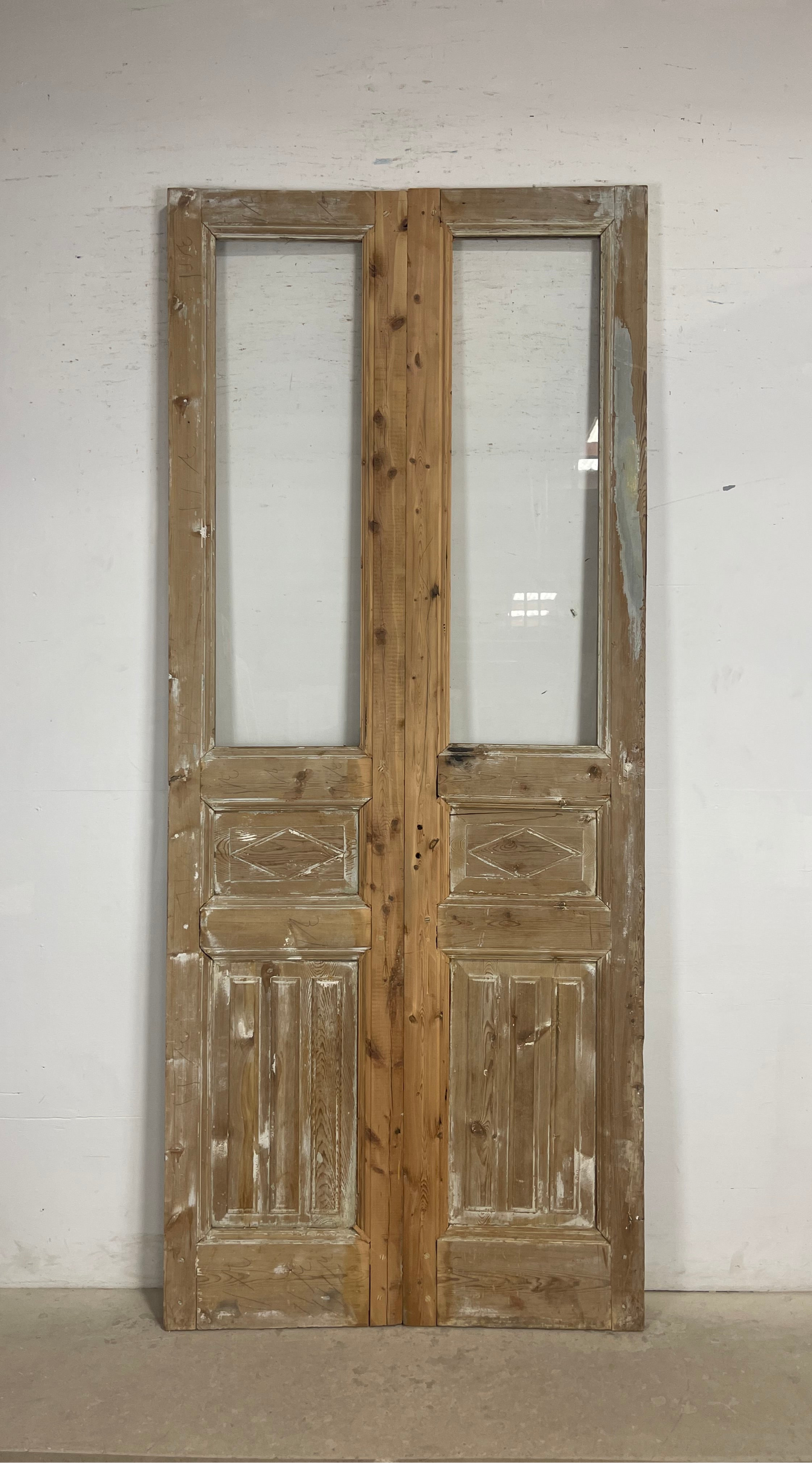Antique French Panel Doors with glass (102.5x43.25) M267