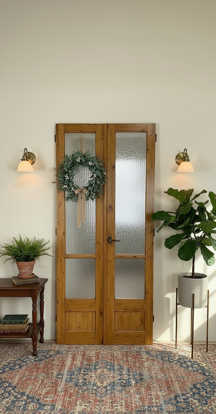 Antique French panel doors with Glass (91x40.75) P172