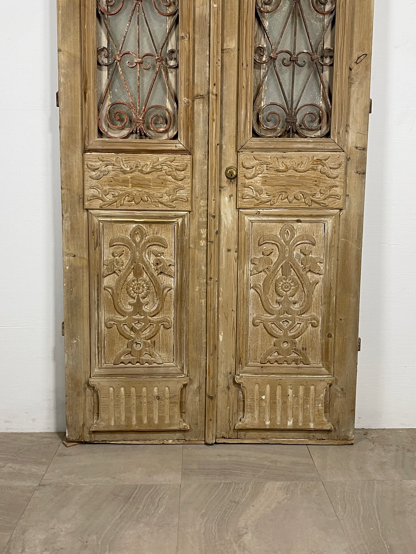 Antique French panel doors with Metal (92.25 x 41.75) O28