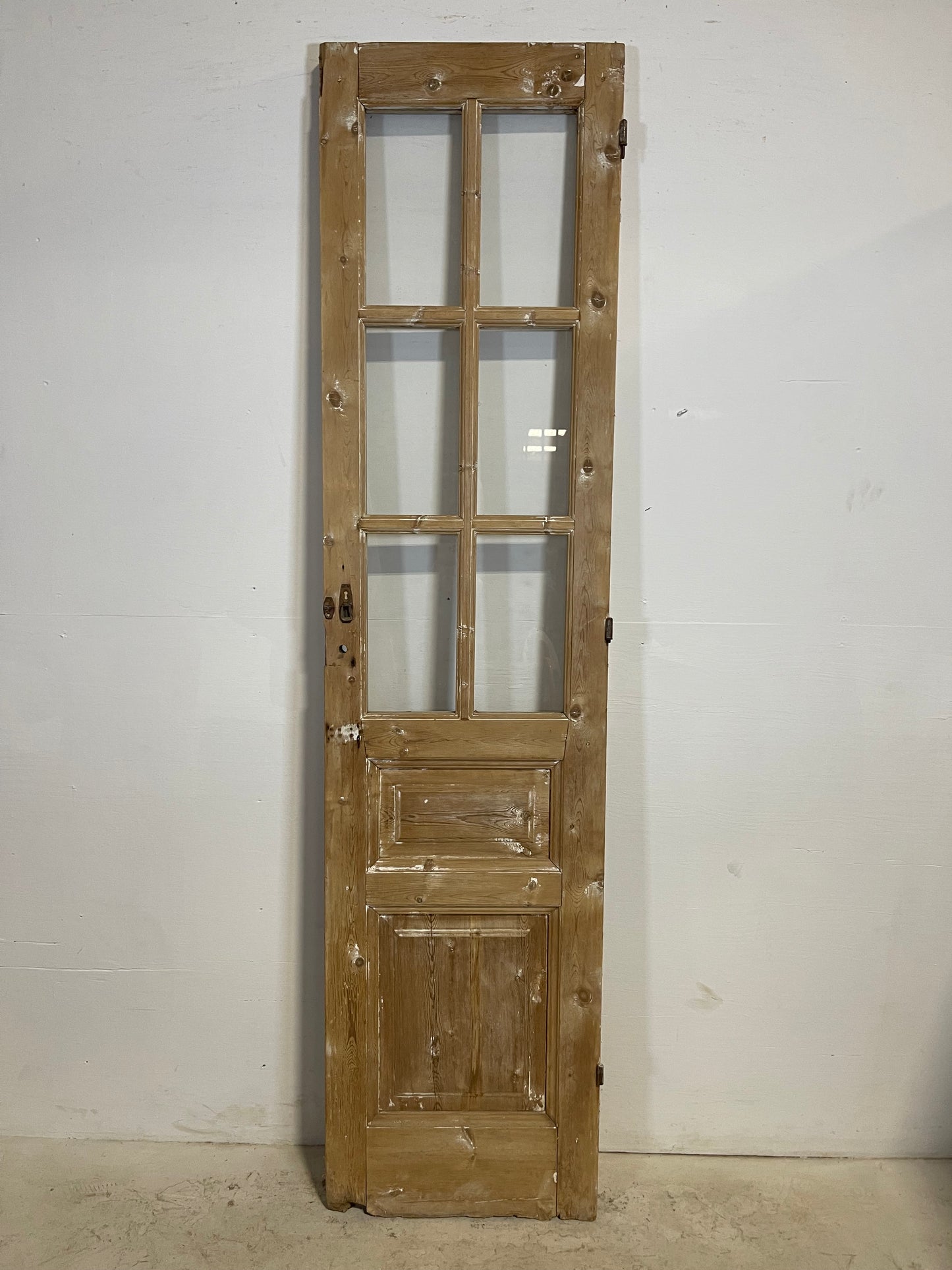 Antique French Panel Door with Glass (90x22) L253