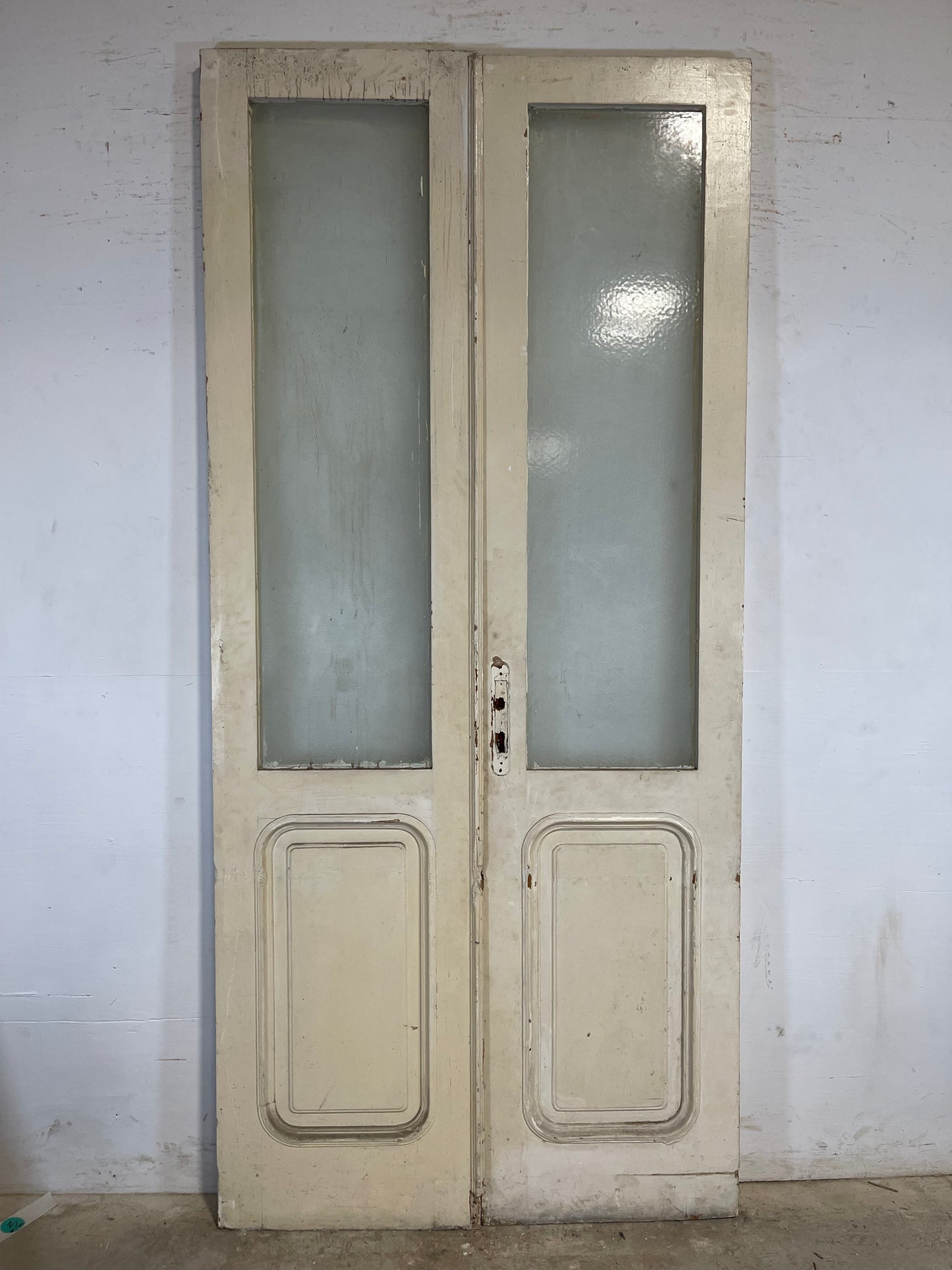Antique French panel doors with glass (99.75x45.75) L114