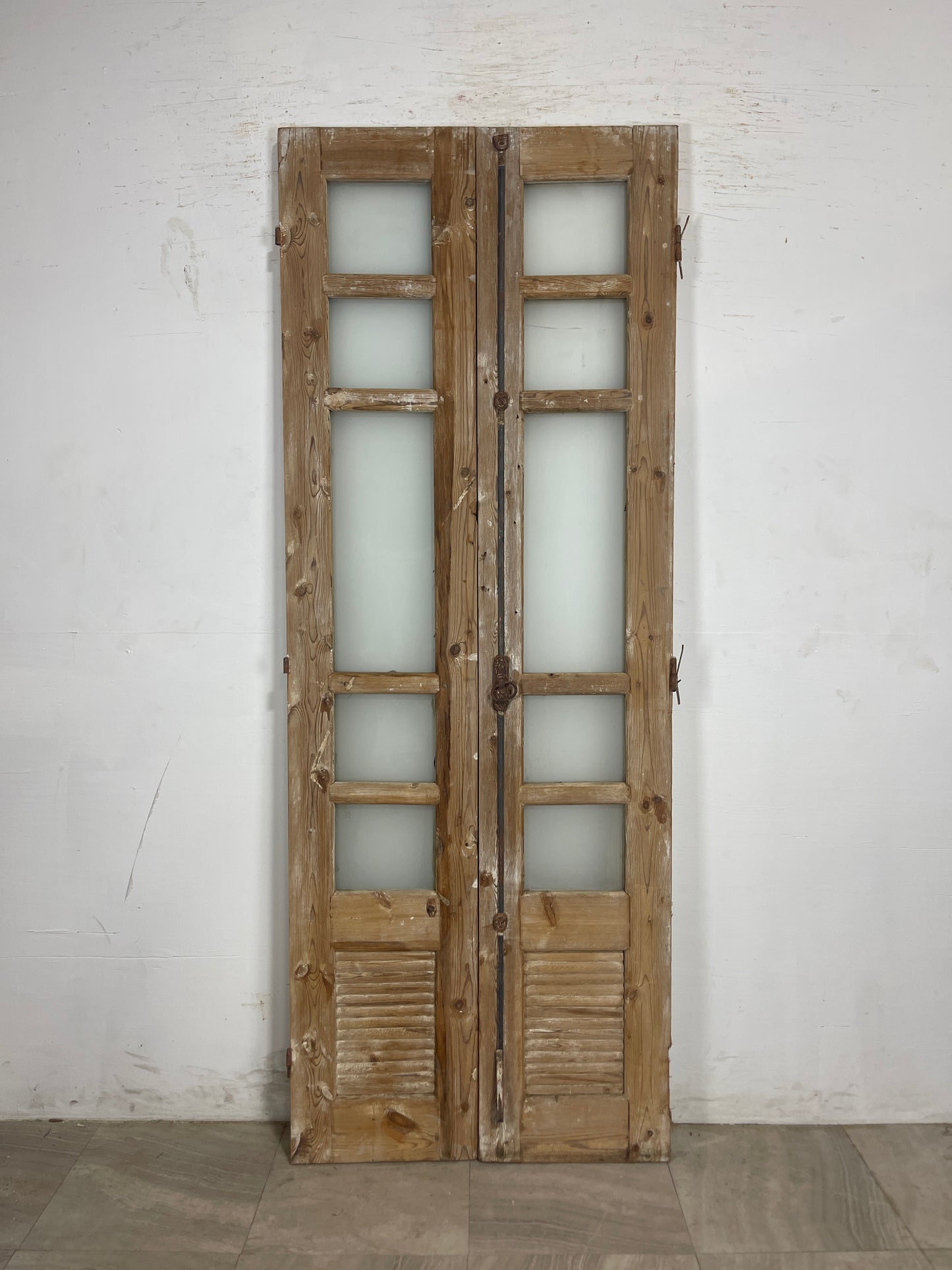 Antique French Panel Doors with Glass (91.75 x 34.5) N227