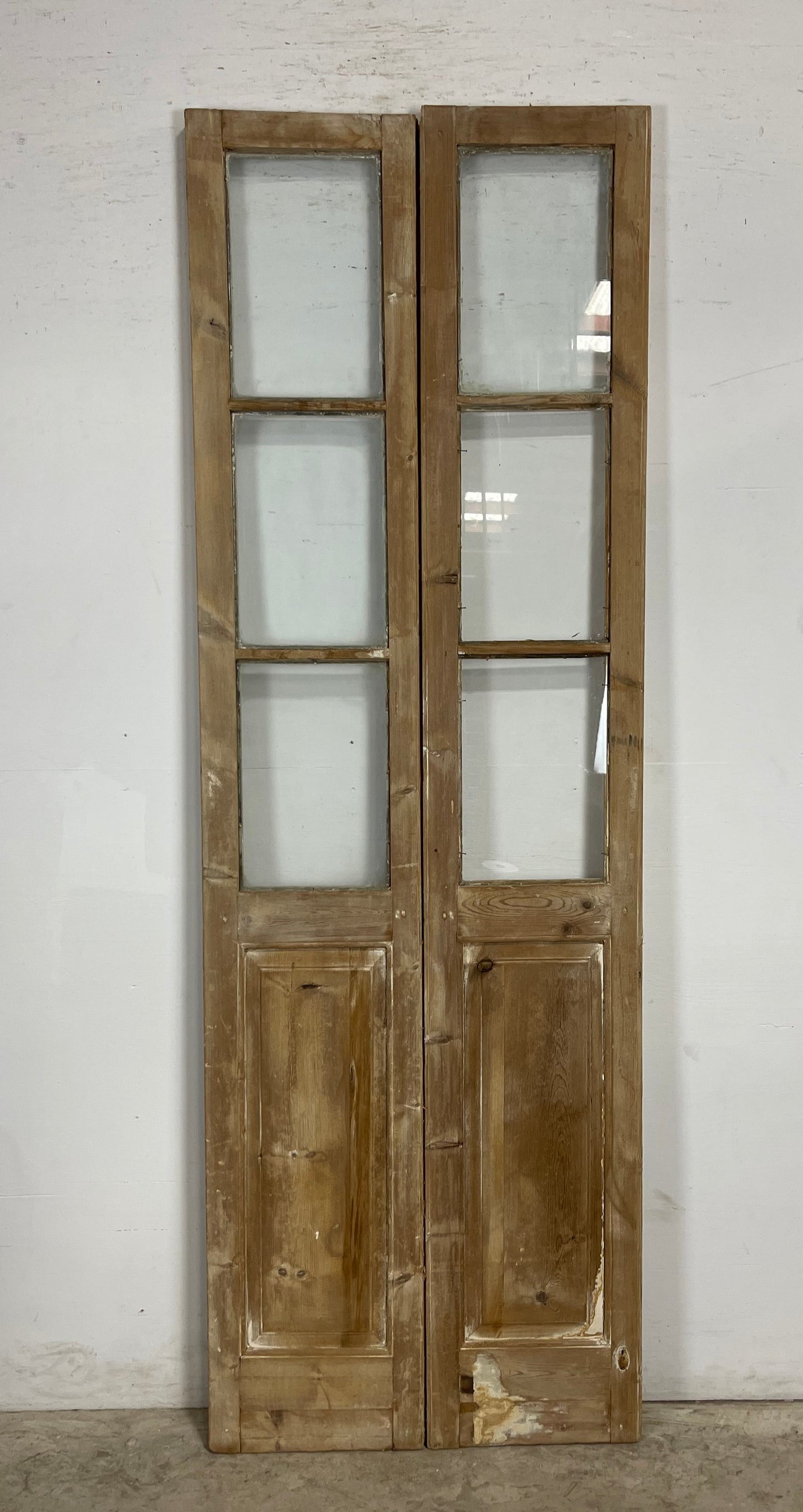 Antique French Panel Doors with glass (91.75x30.5) M082