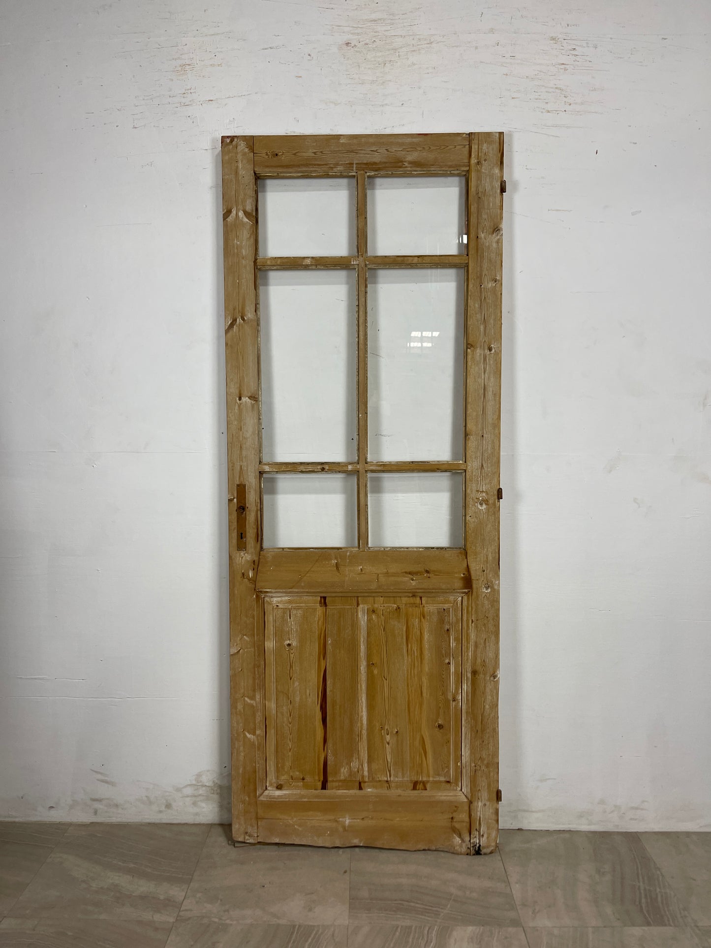 Antique French Panel Door with Glass (84.5 x 32) N173