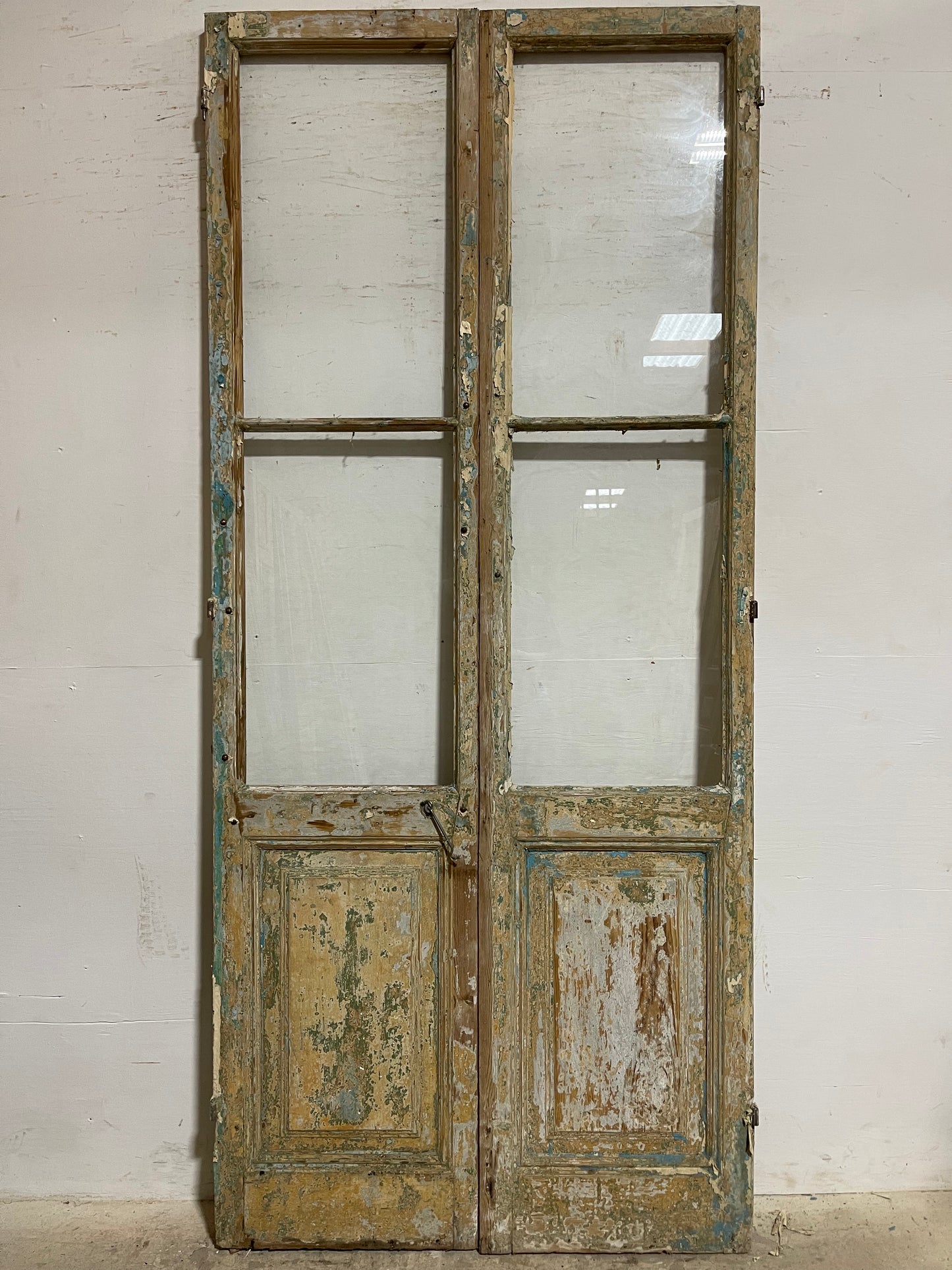 Antique French Panel Doors with glass (100.25x44) K303