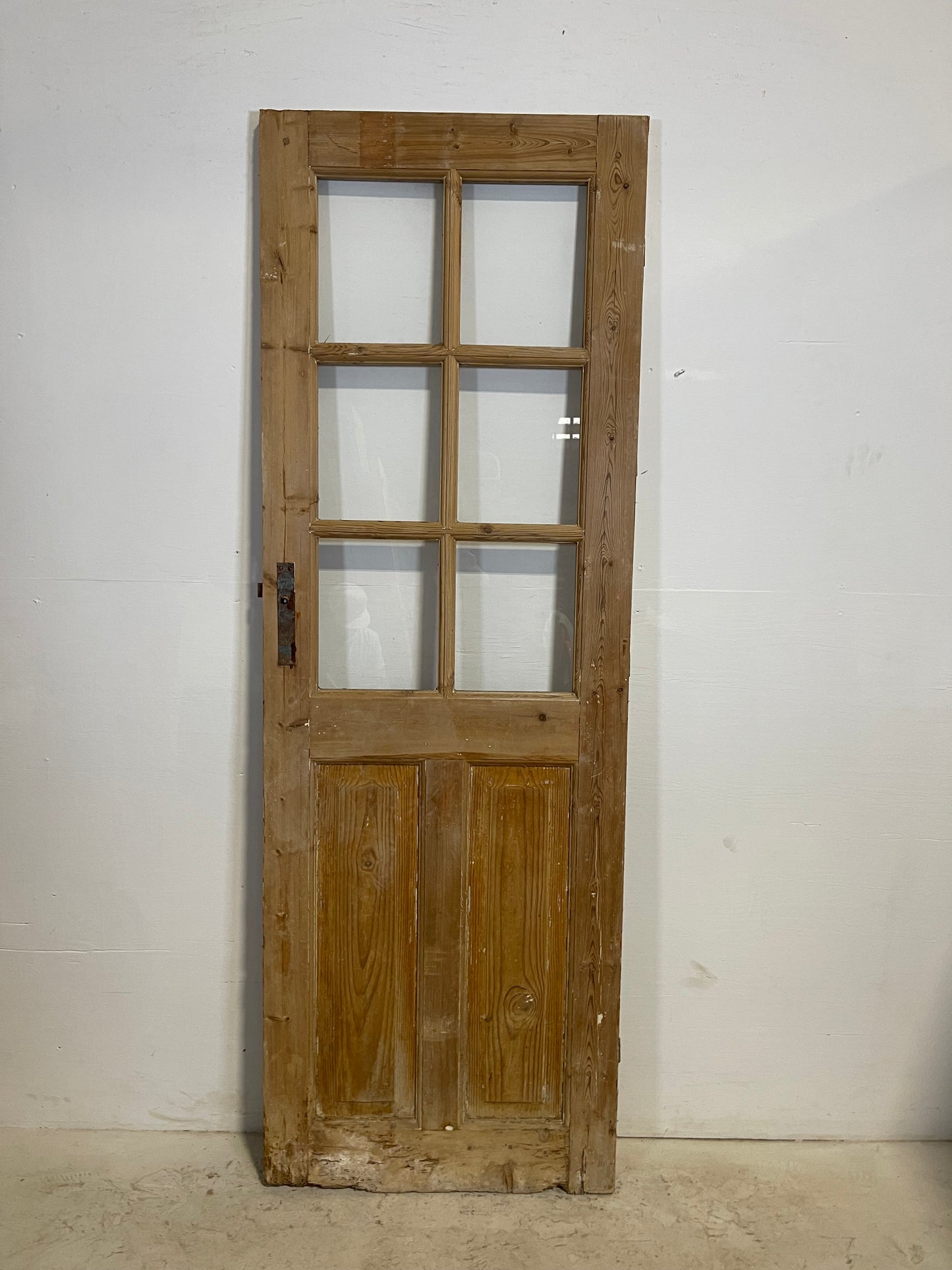 Antique French Panel Door with Glass (82.25x28.25) L255
