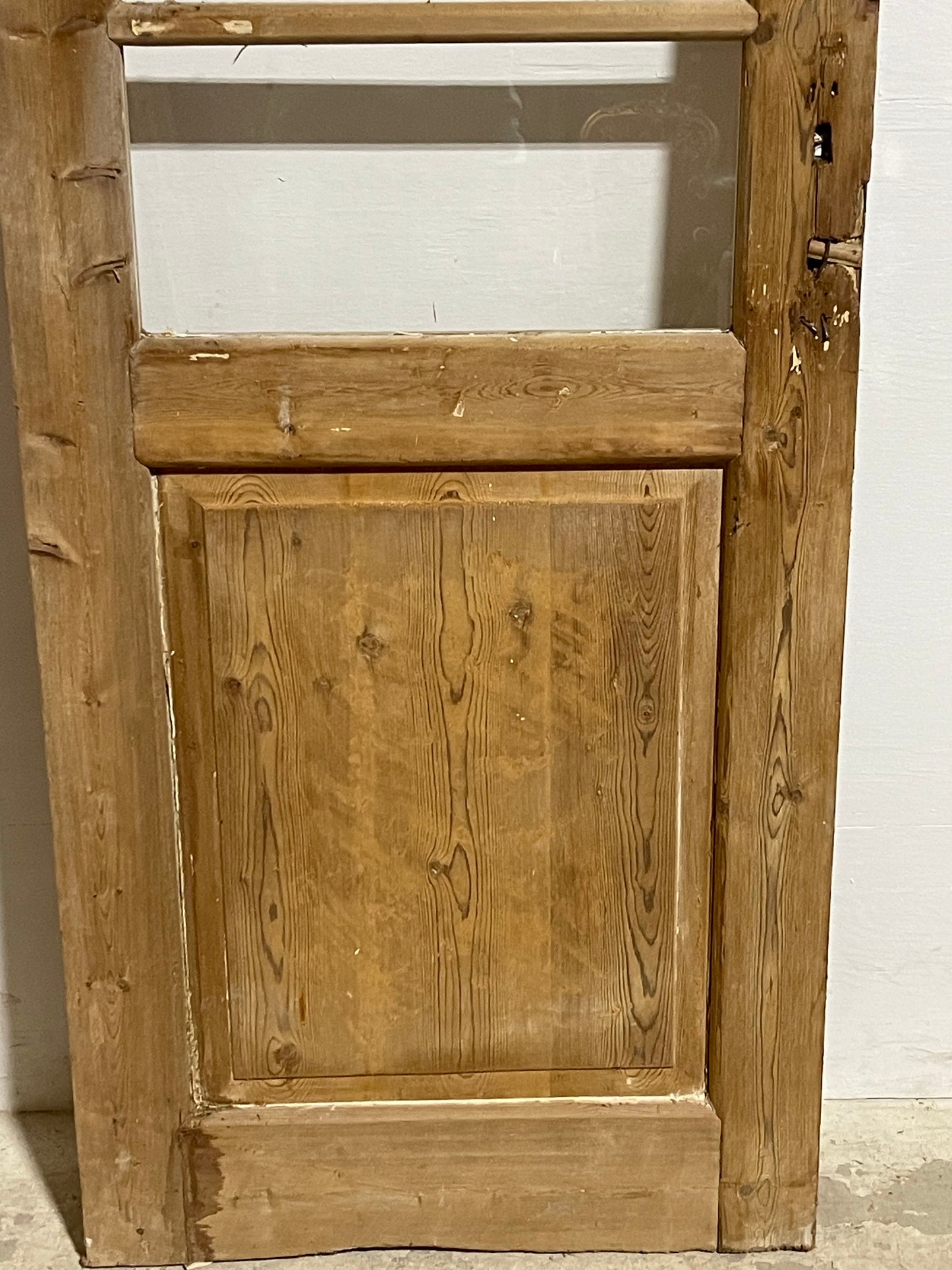 Antique French Panel Door with Glass (79.75x27.5) J913