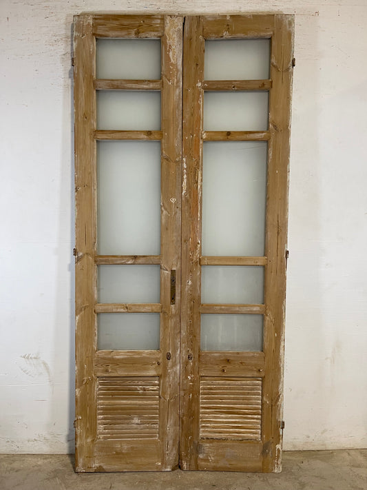 Antique French panel doors with glass (92.5x43.25) L179