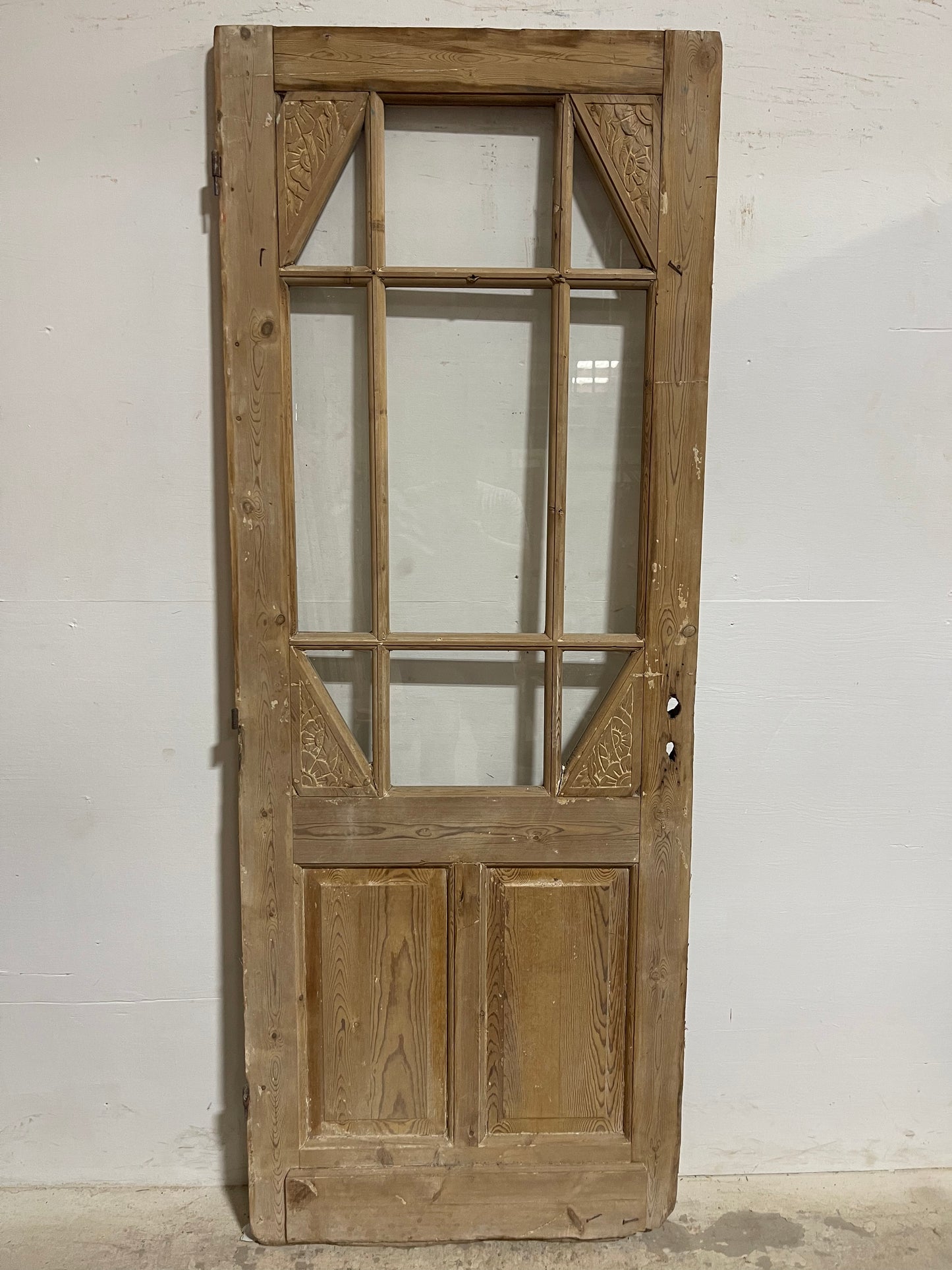 Antique French Panel Door with Glass (84x32) J899